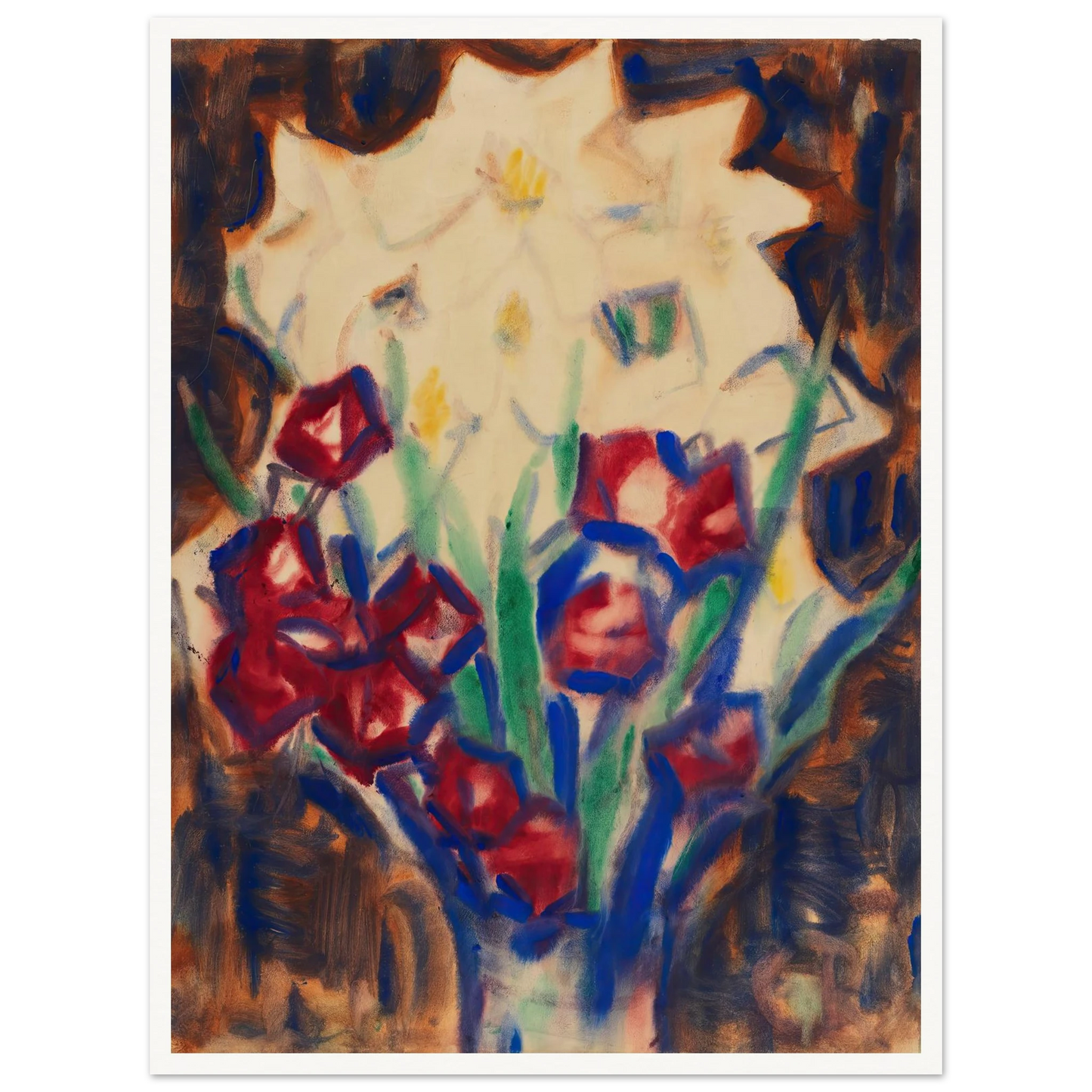 Blumenstillleben (Um 1916) Art Print | Christian Rohlfs - Framed Poster - 30x40 cm / 12x16″ - Black frame