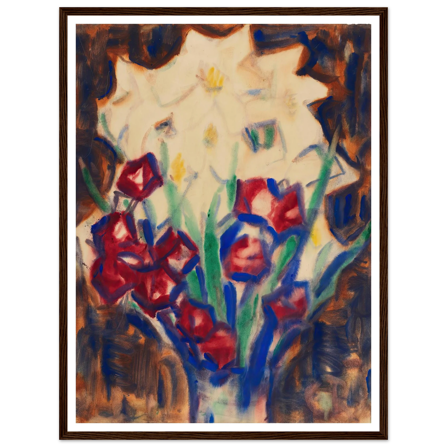 Blumenstillleben (Um 1916) Art Print | Christian Rohlfs - Framed Poster - 30x40 cm / 12x16″ - Black frame
