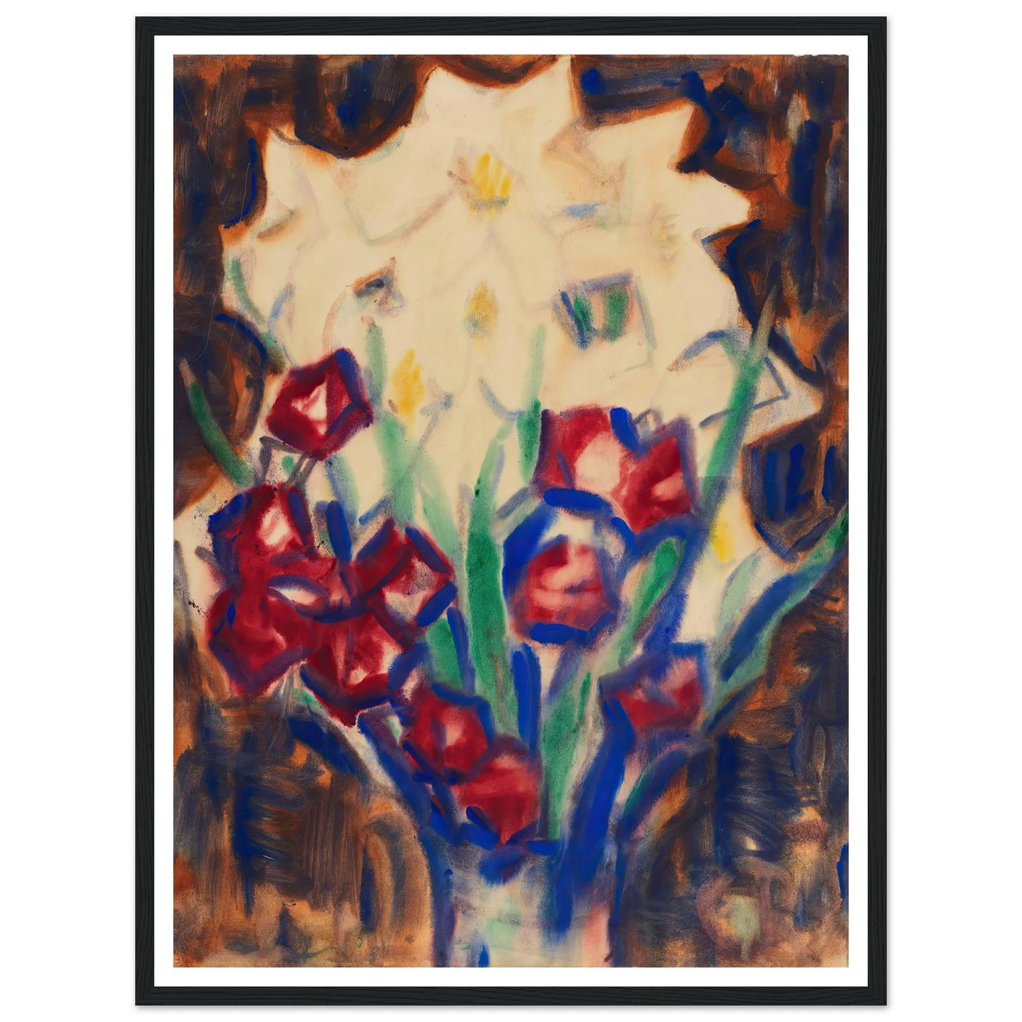 Blumenstillleben (Um 1916) Art Print | Christian Rohlfs - Framed Poster - 30x40 cm / 12x16″ - Black frame