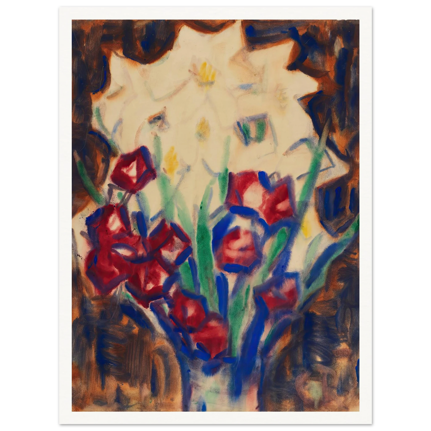 Blumenstillleben (Um 1916) Art Print | Christian Rohlfs - Framed Poster - 30x40 cm / 12x16″ - Black frame
