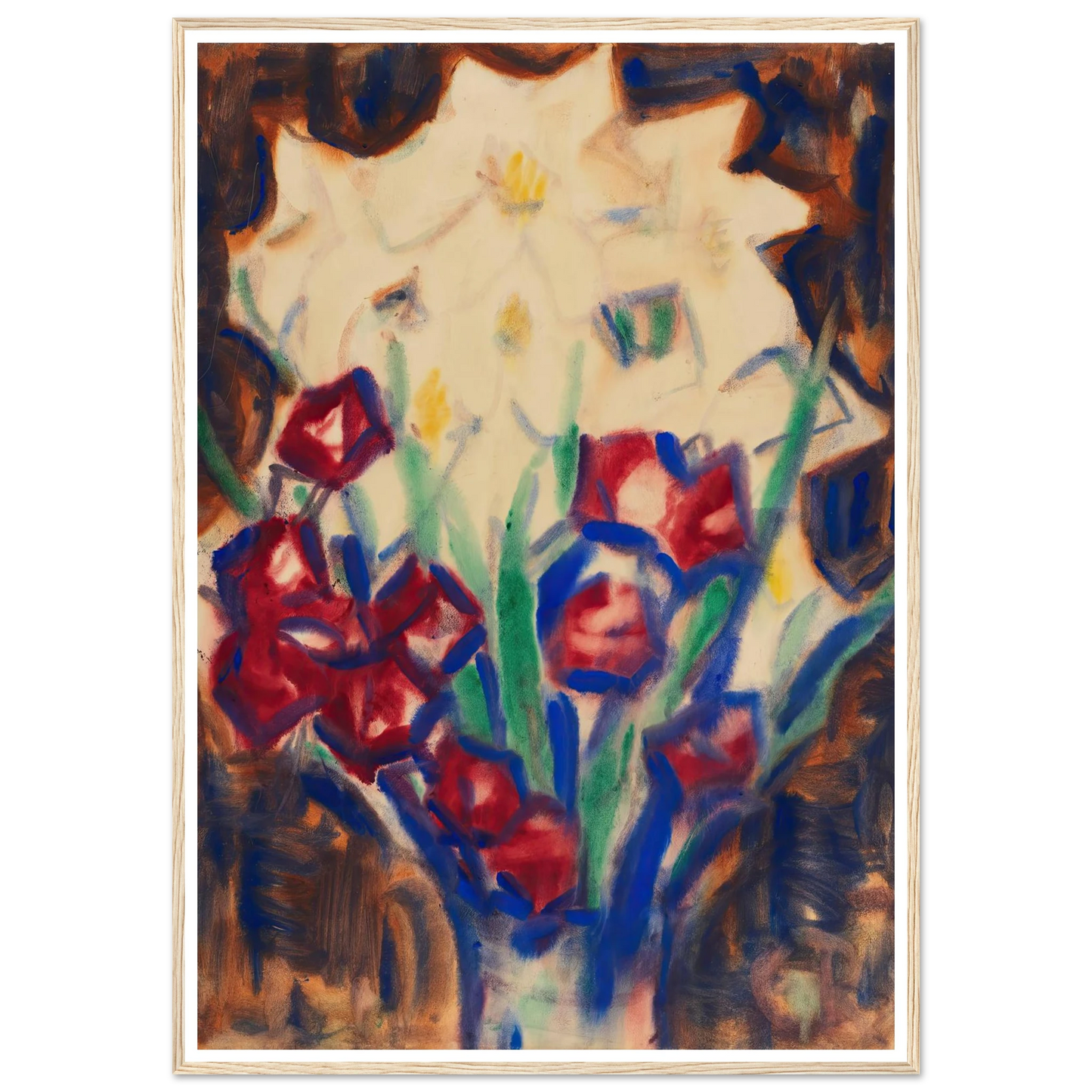 Blumenstillleben (Um 1916) Art Print | Christian Rohlfs - Framed Poster - 30x40 cm / 12x16″ - Black frame