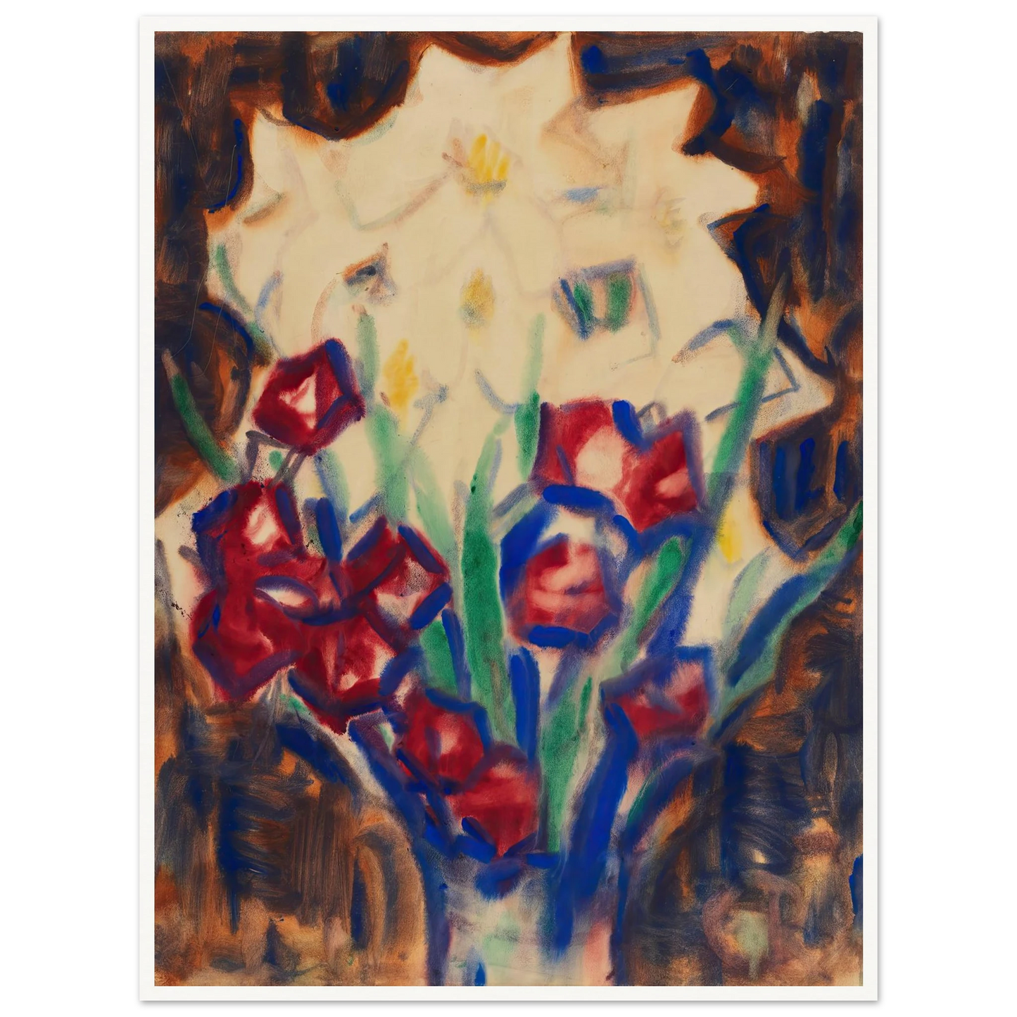 Blumenstillleben (Um 1916) Art Print | Christian Rohlfs - Framed Poster - 30x40 cm / 12x16″ - Black frame