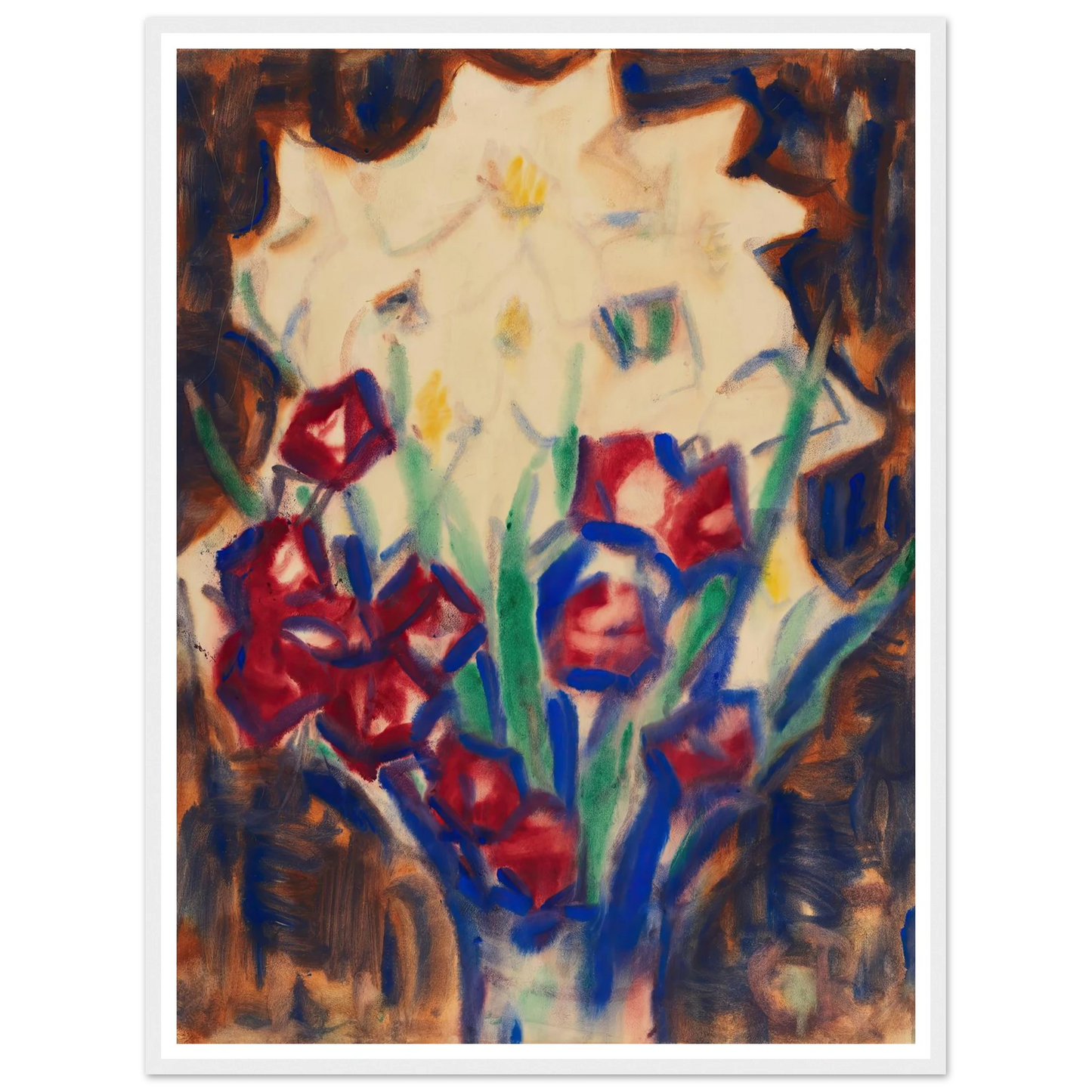 Blumenstillleben (Um 1916) Art Print | Christian Rohlfs - Framed Poster - 30x40 cm / 12x16″ - Black frame