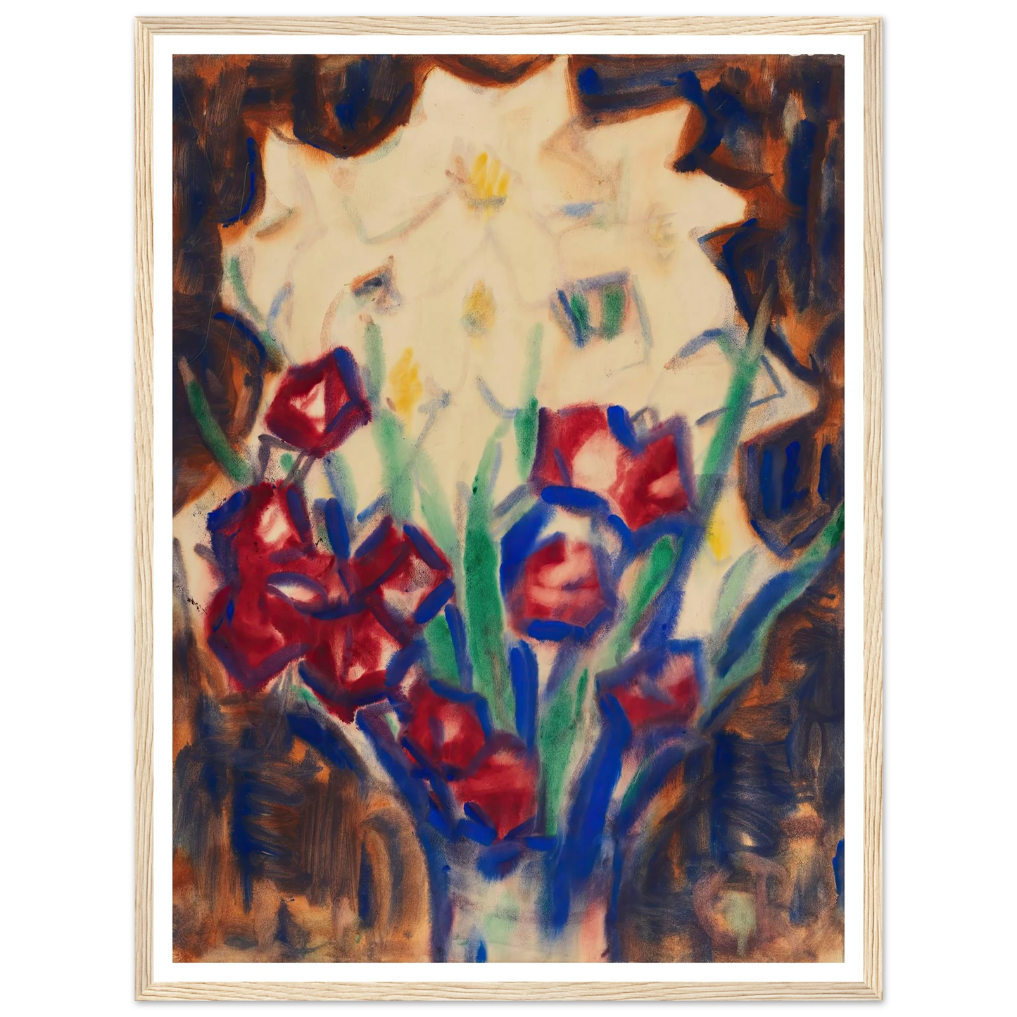 Blumenstillleben (Um 1916) Art Print | Christian Rohlfs - Framed Poster - 30x40 cm / 12x16″ - Black frame