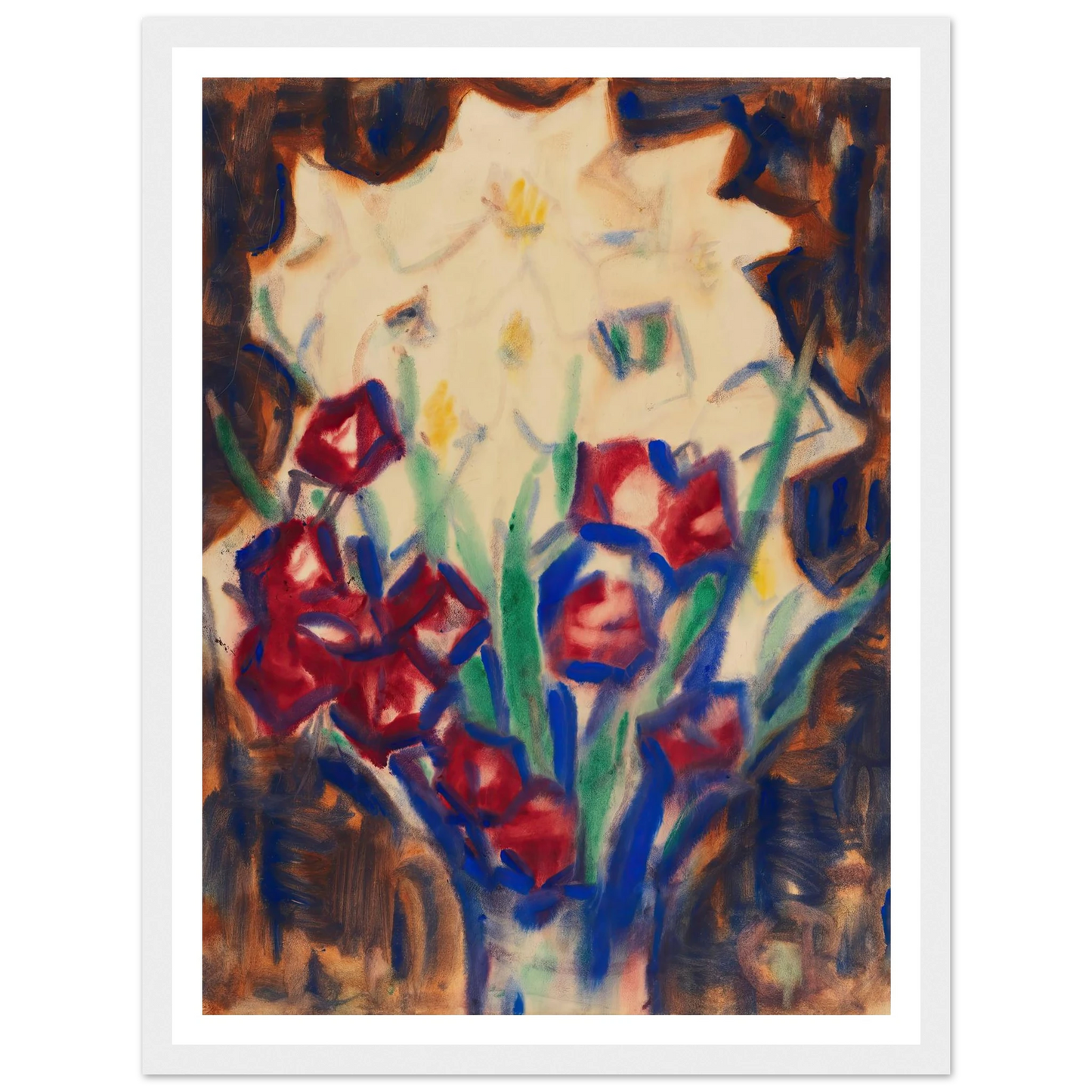 Blumenstillleben (Um 1916) Art Print | Christian Rohlfs - Framed Poster - 30x40 cm / 12x16″ - Black frame