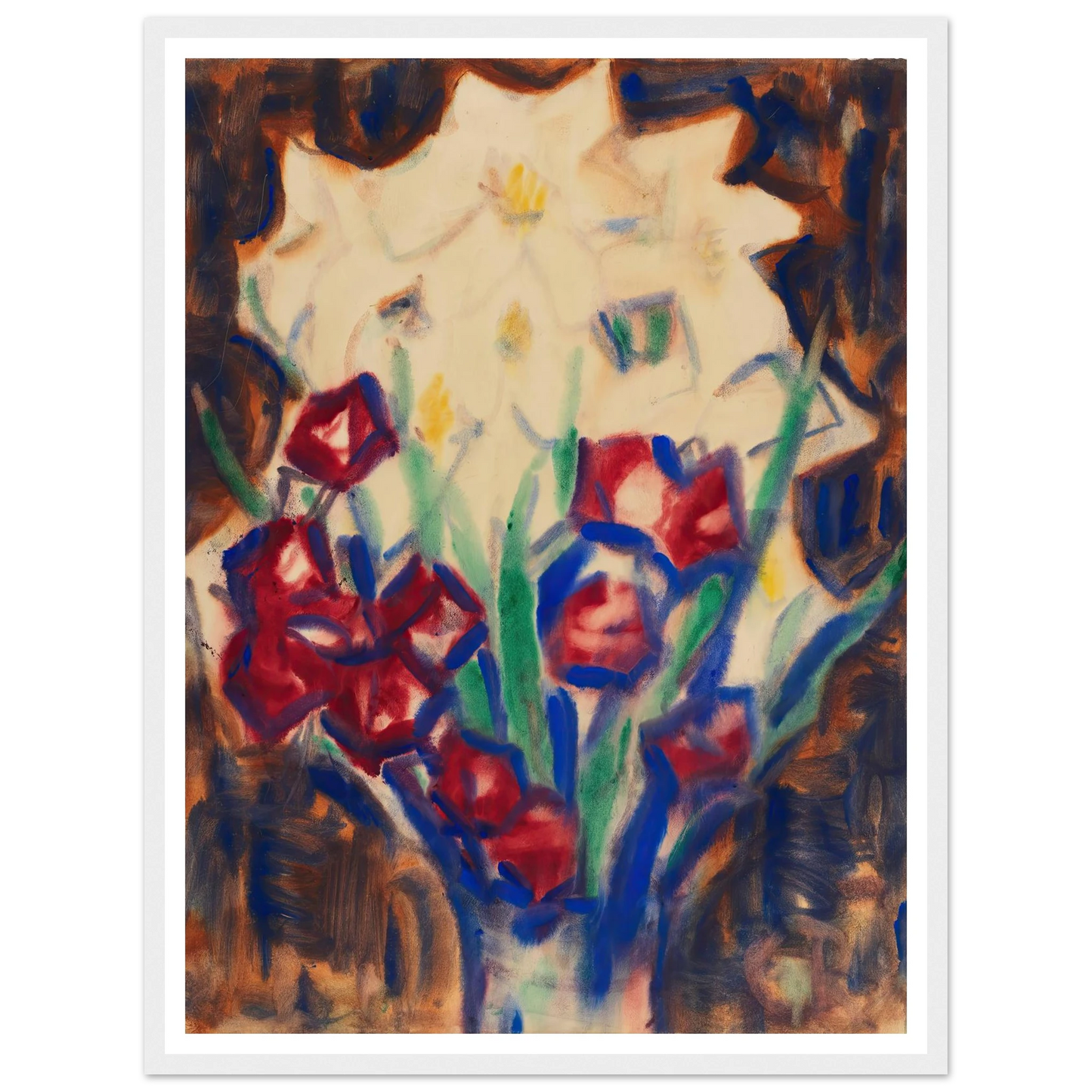 Blumenstillleben (Um 1916) Art Print | Christian Rohlfs - Framed Poster - 30x40 cm / 12x16″ - Black frame