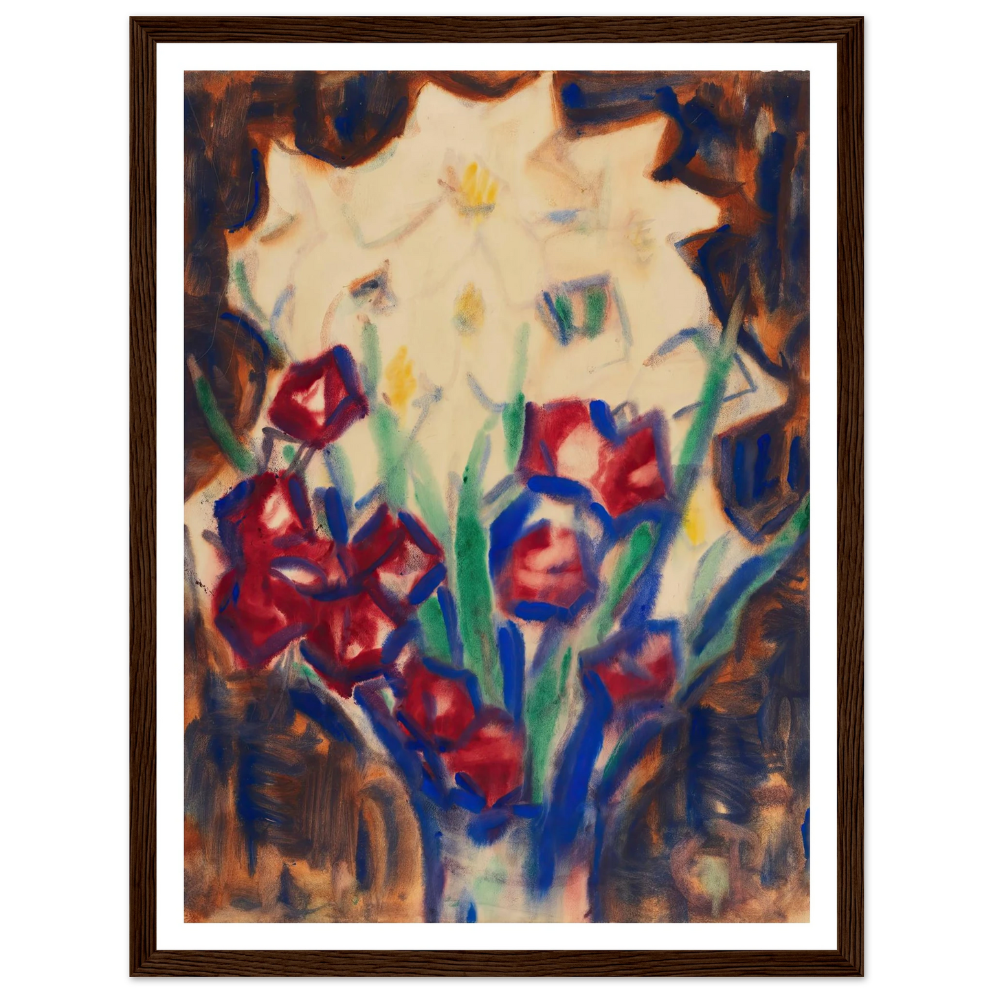 Blumenstillleben (Um 1916) Art Print | Christian Rohlfs - Framed Poster - 30x40 cm / 12x16″ - Black frame