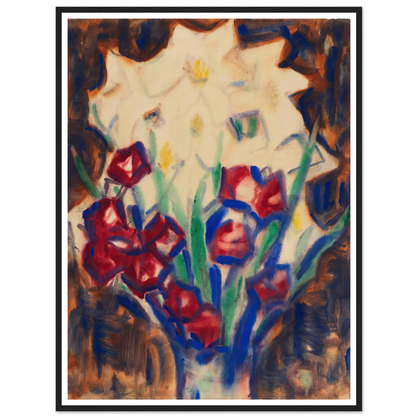 Blumenstillleben (Um 1916) Art Print | Christian Rohlfs - Framed Poster - 30x40 cm / 12x16″ - Black frame
