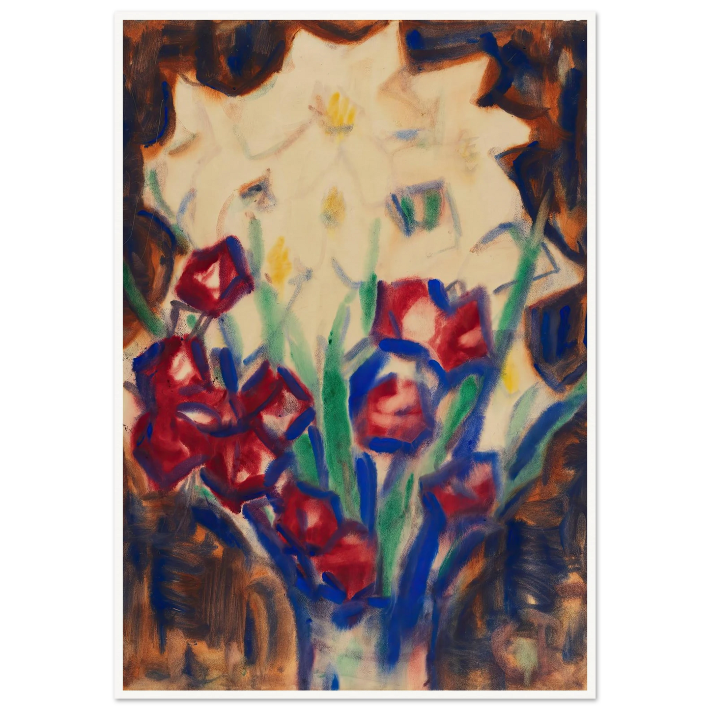 Blumenstillleben (Um 1916) Art Print | Christian Rohlfs - Framed Poster - 30x40 cm / 12x16″ - Black frame