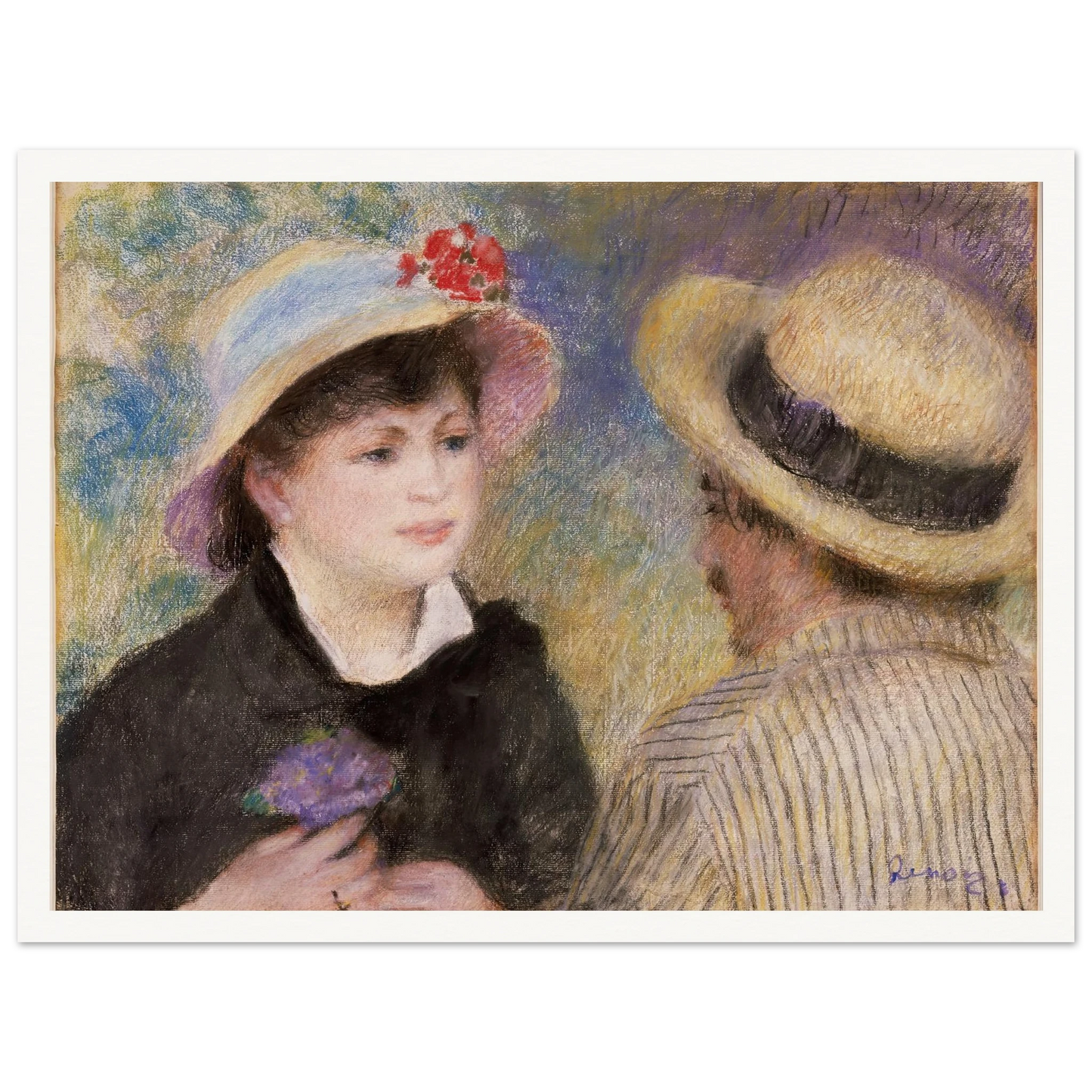 Boating Couple (said to be Aline Charigot and Renoir) (1881) Art Print | Pierre Auguste Renoir - Framed Poster - 30x40 cm / 12x16″ - Black frame