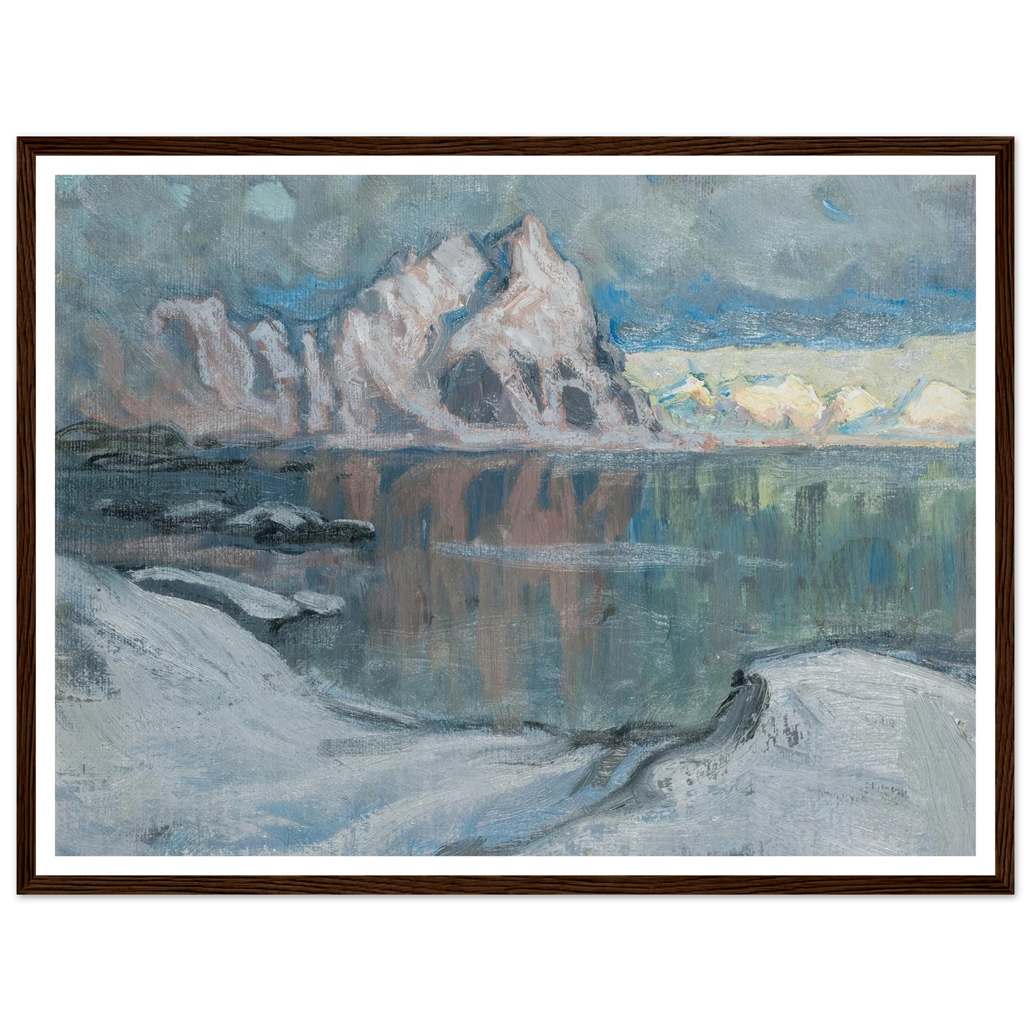 Boats between the Mountains. Study from Lofoten (1910) Art Print | Anna Boberg - Framed Poster - 30x40 cm / 12x16″ - Black frame