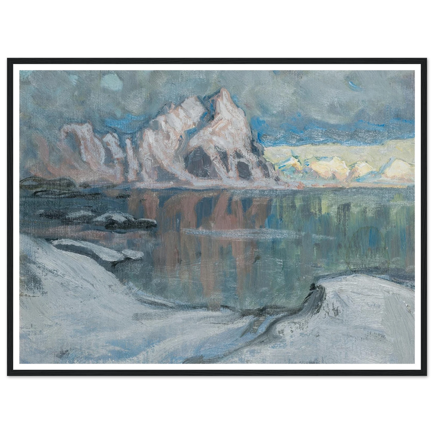 Boats between the Mountains. Study from Lofoten (1910) Art Print | Anna Boberg - Framed Poster - 30x40 cm / 12x16″ - Black frame