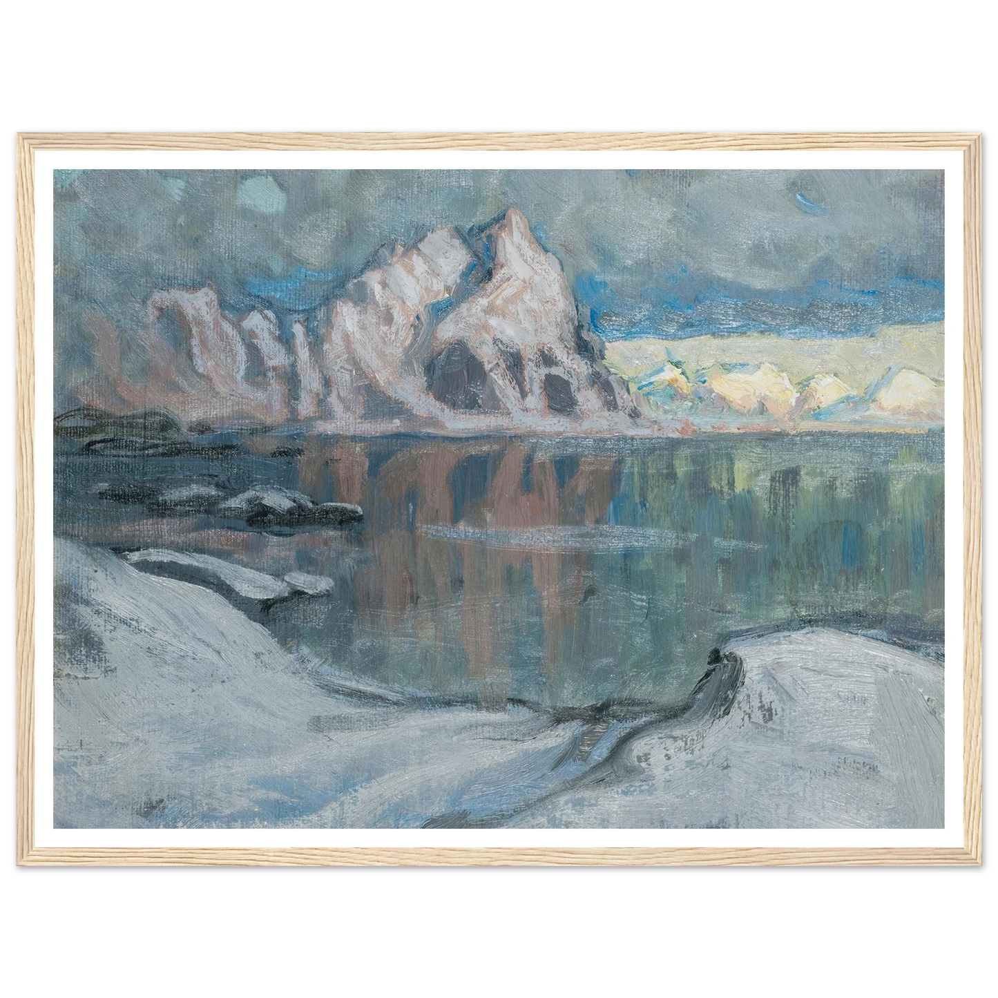 Boats between the Mountains. Study from Lofoten (1910) Art Print | Anna Boberg - Framed Poster - 30x40 cm / 12x16″ - Black frame