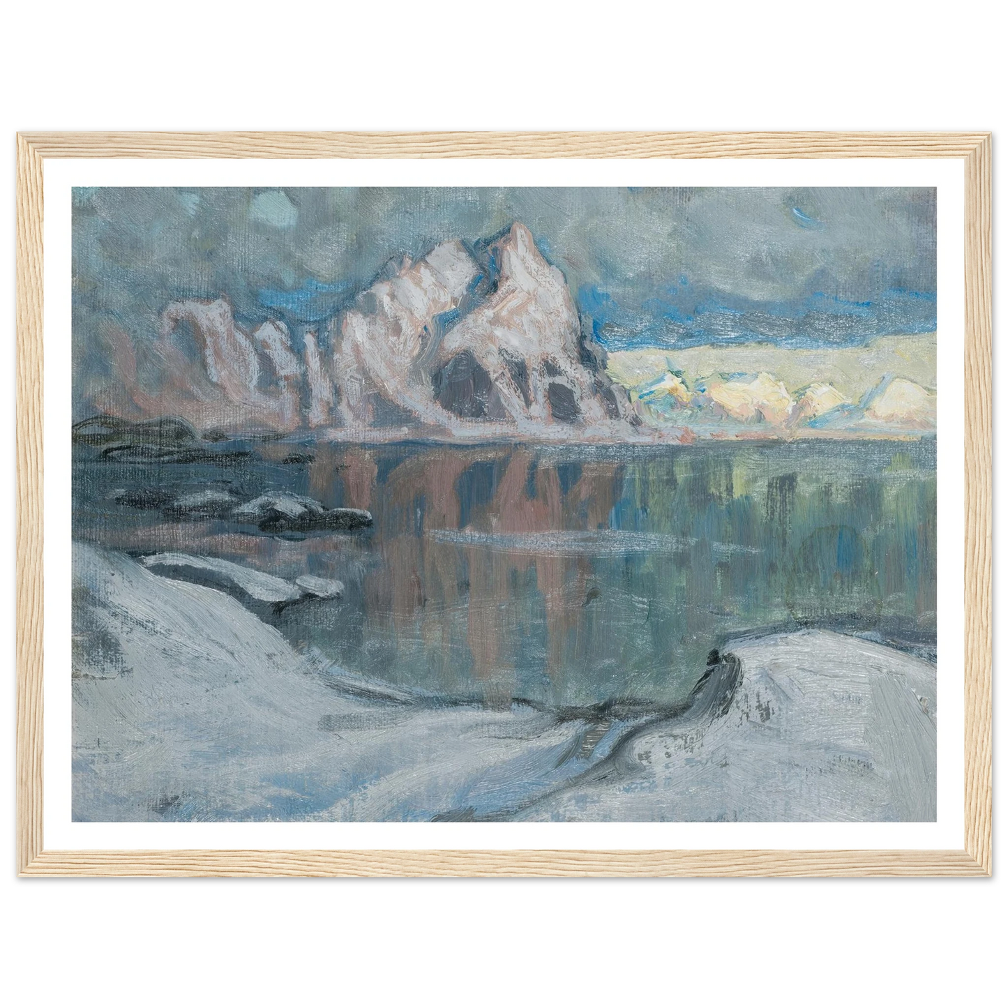Boats between the Mountains. Study from Lofoten (1910) Art Print | Anna Boberg - Framed Poster - 30x40 cm / 12x16″ - Black frame
