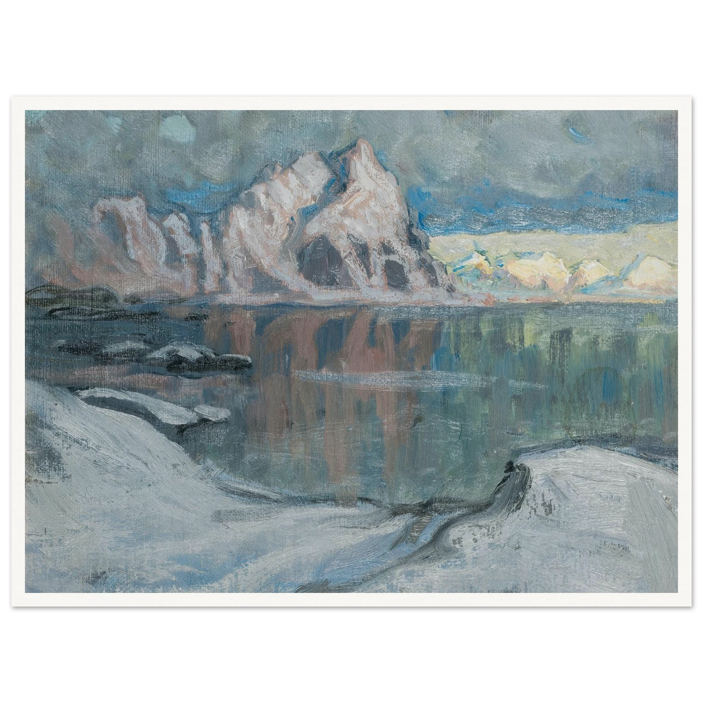 Boats between the Mountains. Study from Lofoten (1910) Art Print | Anna Boberg - Framed Poster - 30x40 cm / 12x16″ - Black frame