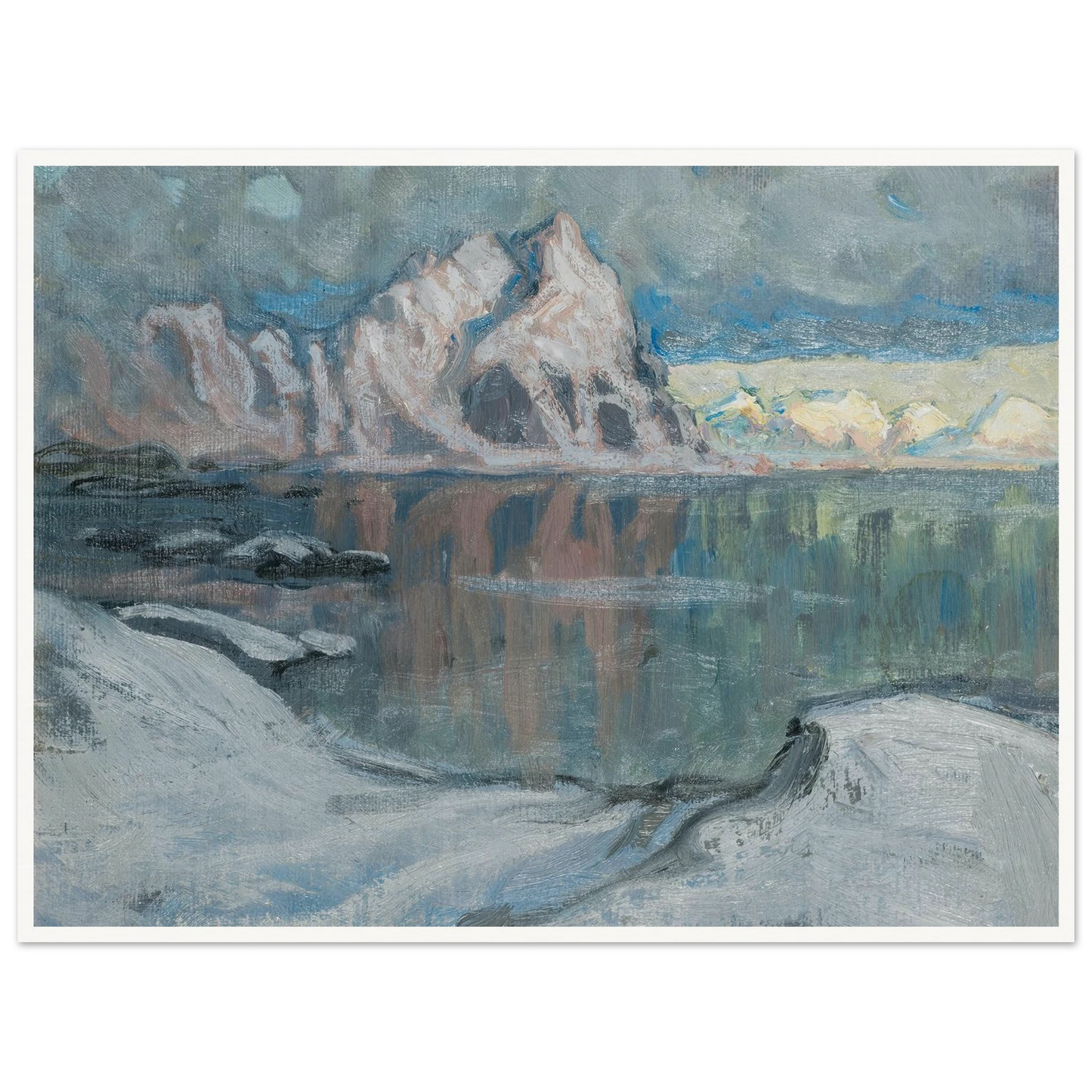 Boats between the Mountains. Study from Lofoten (1910) Art Print | Anna Boberg - Framed Poster - 30x40 cm / 12x16″ - Black frame