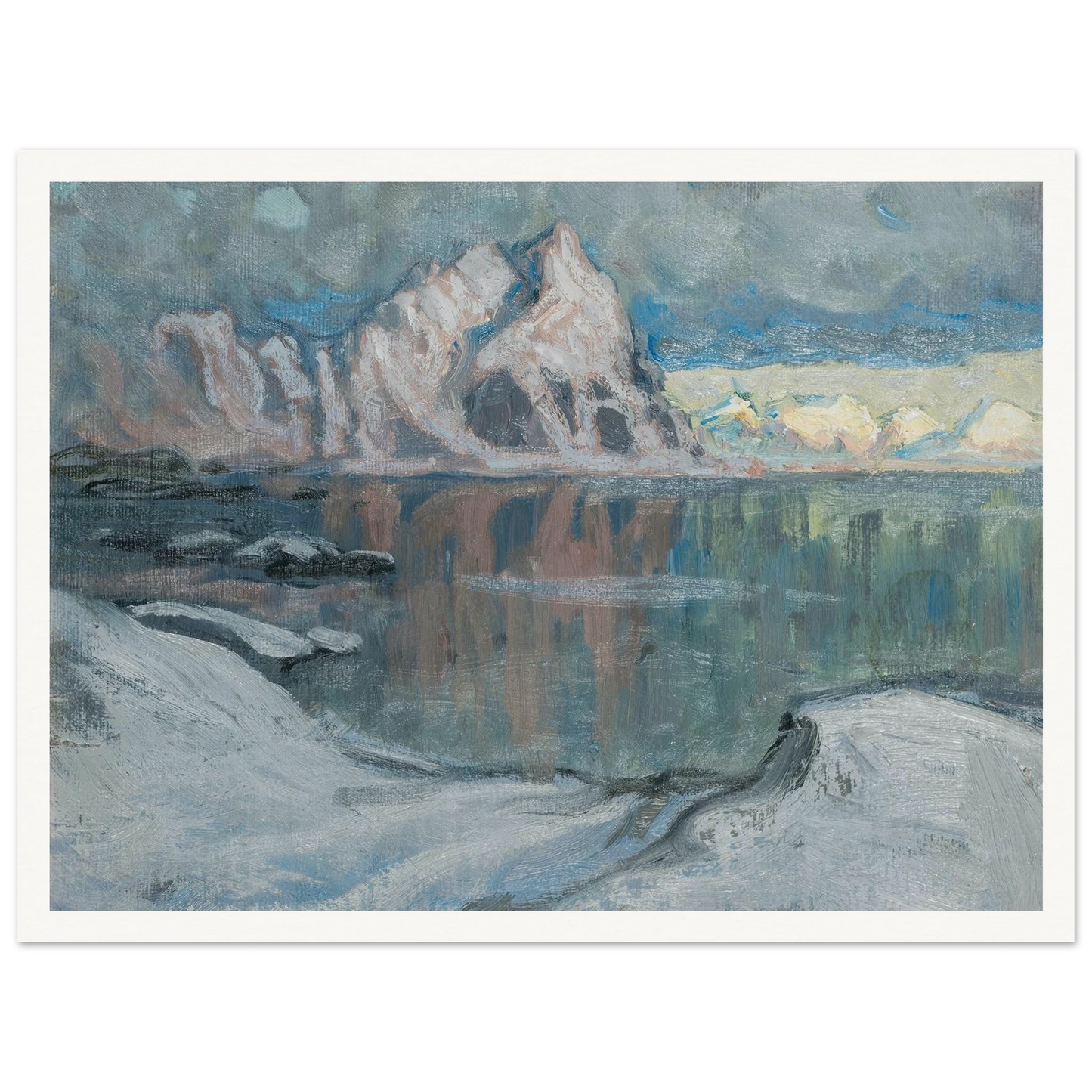 Boats between the Mountains. Study from Lofoten (1910) Art Print | Anna Boberg - Framed Poster - 30x40 cm / 12x16″ - Black frame