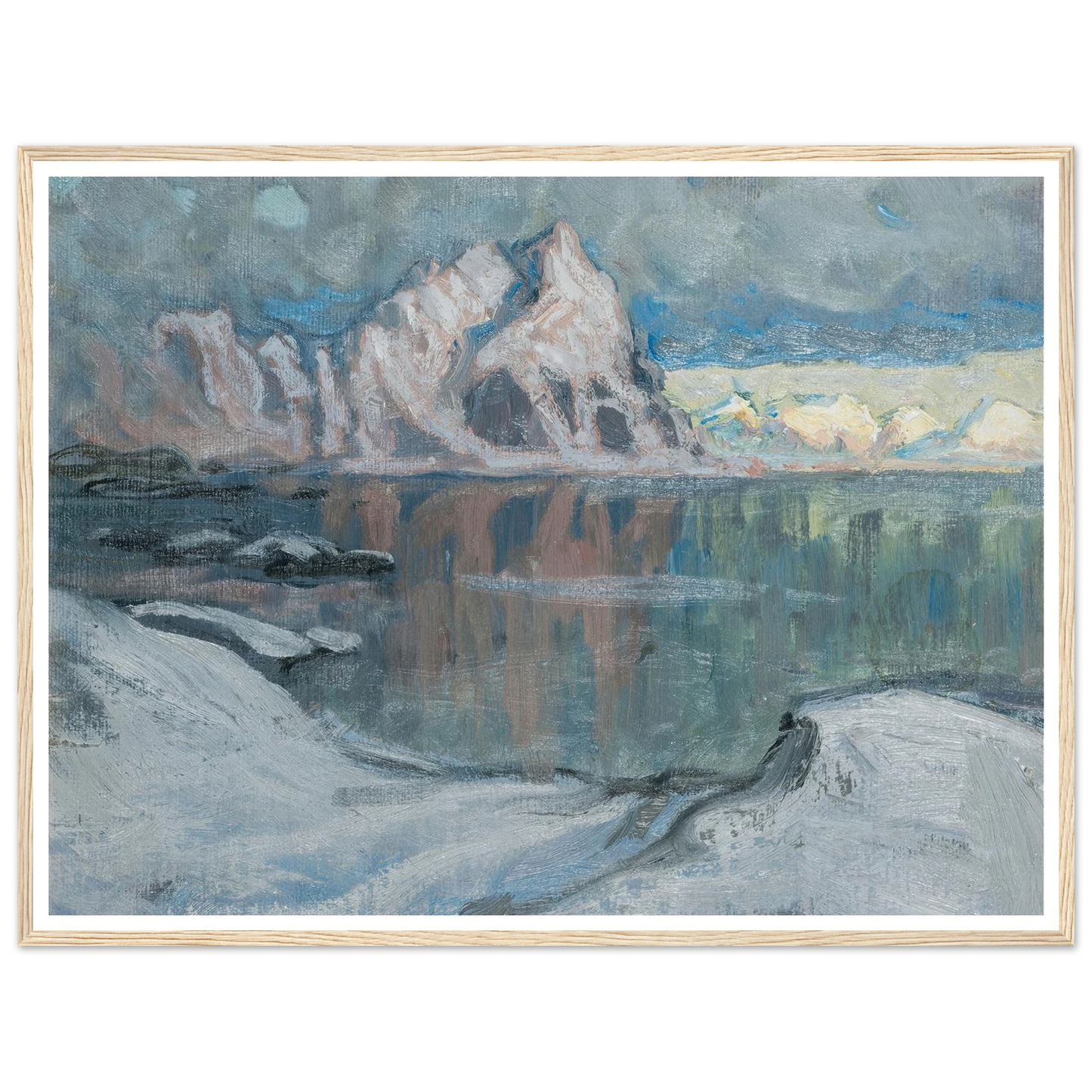 Boats between the Mountains. Study from Lofoten (1910) Art Print | Anna Boberg - Framed Poster - 30x40 cm / 12x16″ - Black frame