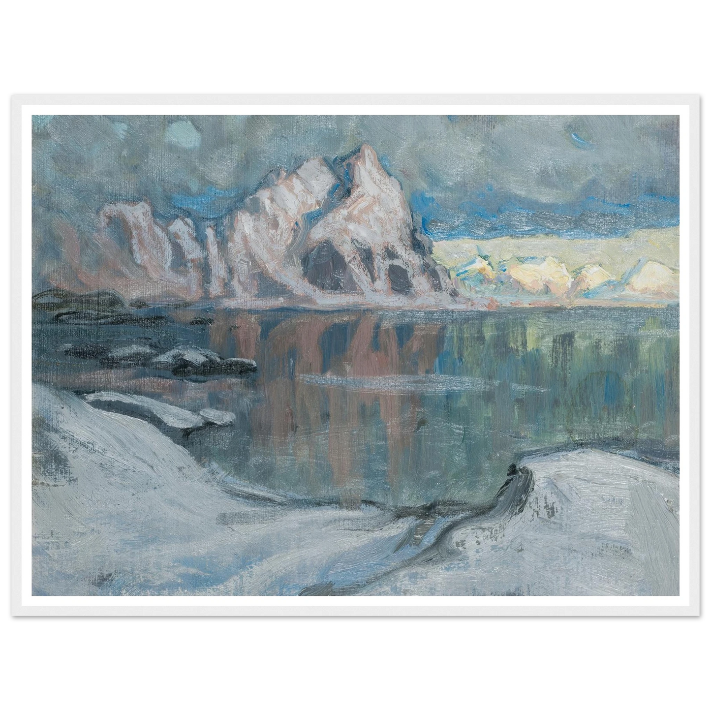 Boats between the Mountains. Study from Lofoten (1910) Art Print | Anna Boberg - Framed Poster - 30x40 cm / 12x16″ - Black frame