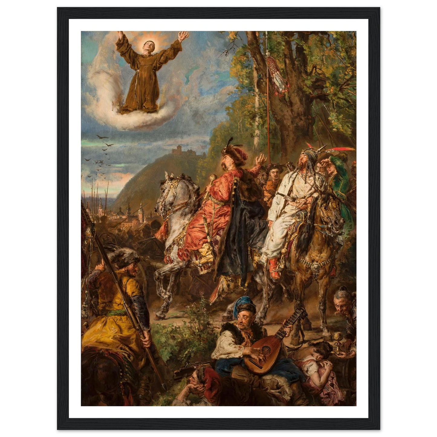 Bohdan Khmelnytsky with Tugay Bey at Lviv (1885) Art Print | Jan Matejko - Framed Poster - 30x40 cm / 12x16″ - Black frame