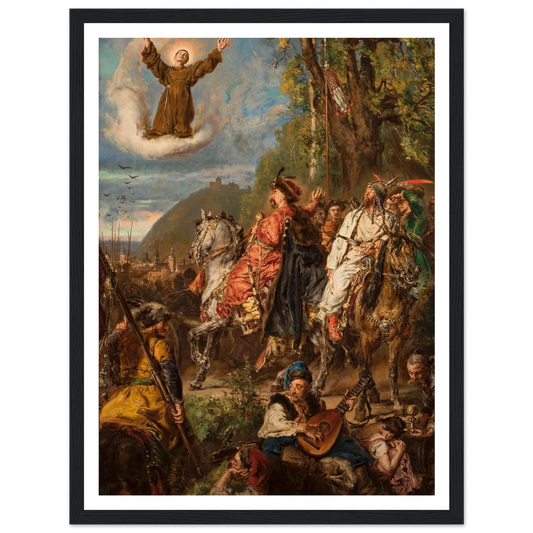 Bohdan Khmelnytsky with Tugay Bey at Lviv (1885) Art Print | Jan Matejko - Framed Poster - 30x40 cm / 12x16″ - Black frame