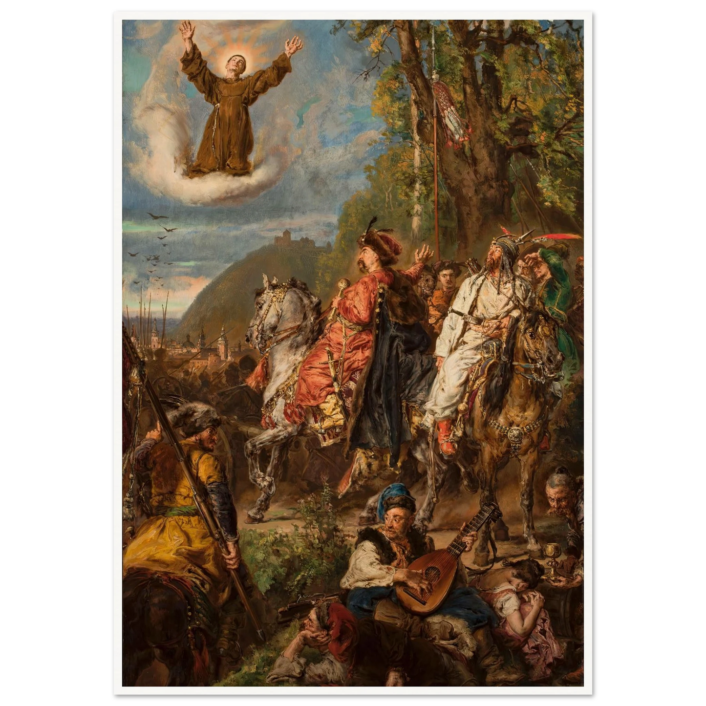 Bohdan Khmelnytsky with Tugay Bey at Lviv (1885) Art Print | Jan Matejko - Framed Poster - 30x40 cm / 12x16″ - Black frame