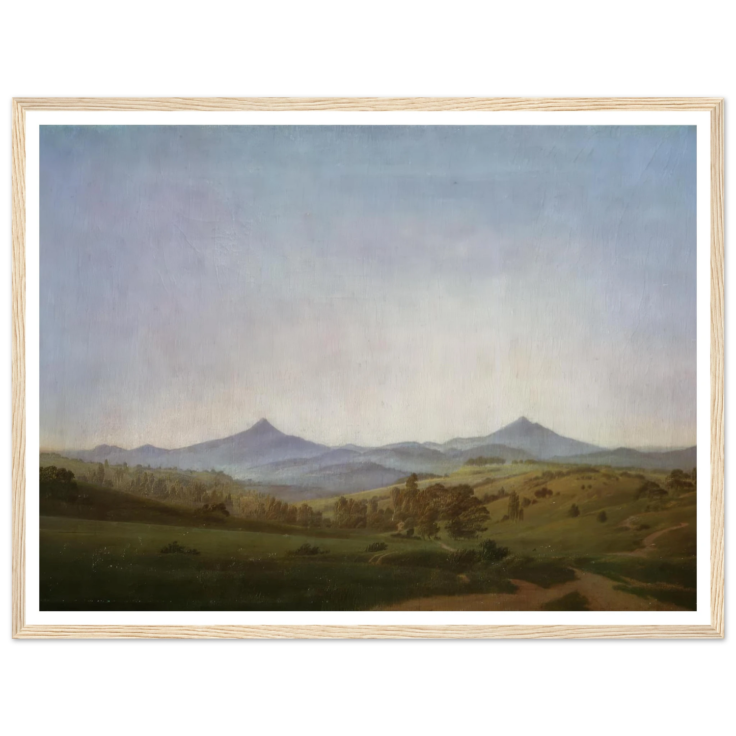 Bohemian Landscape with Mount Milleschauer (1809) Art Print | Caspar David Friedrich - Framed Poster - 30x40 cm / 12x16″ - Black frame