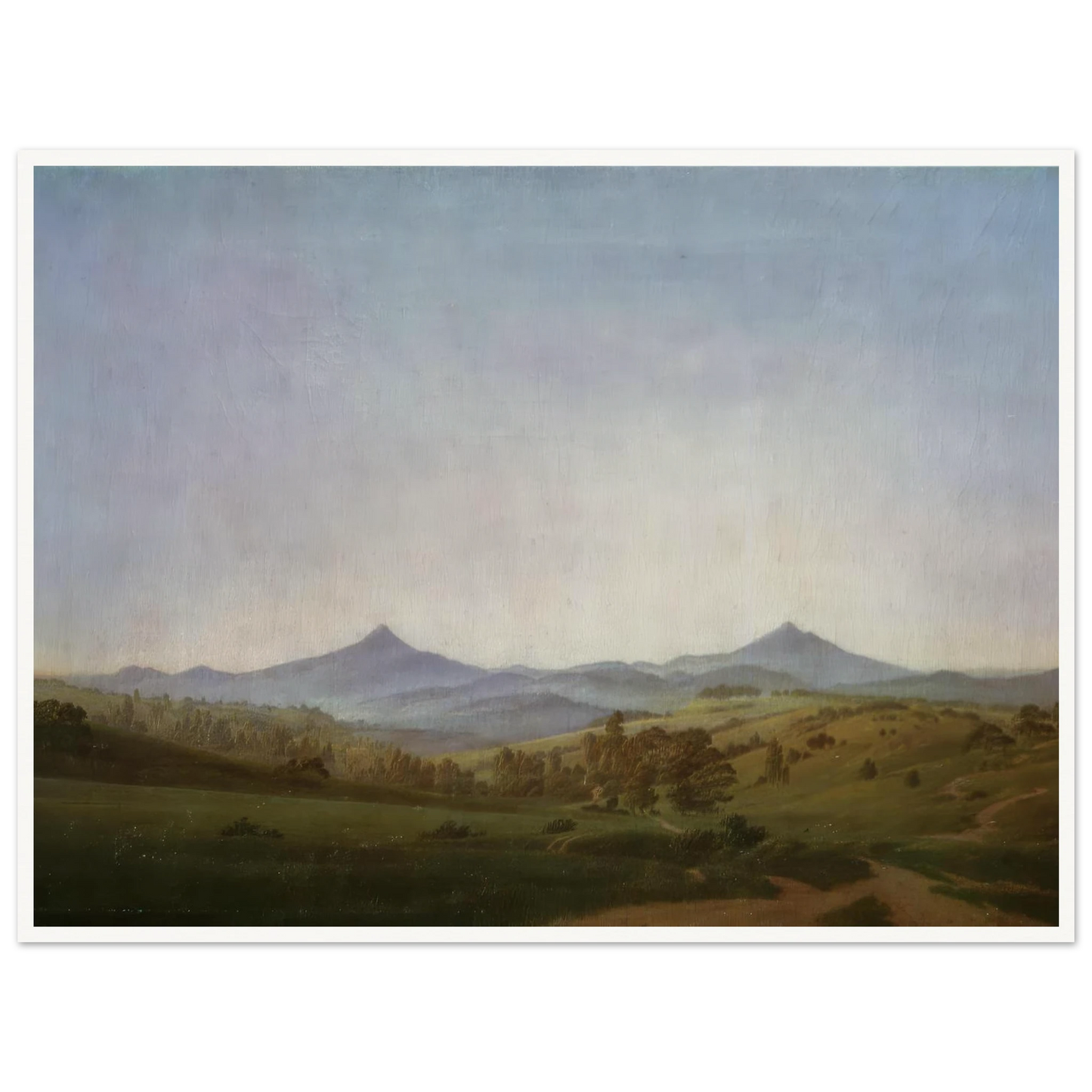 Bohemian Landscape with Mount Milleschauer (1809) Art Print | Caspar David Friedrich - Framed Poster - 30x40 cm / 12x16″ - Black frame