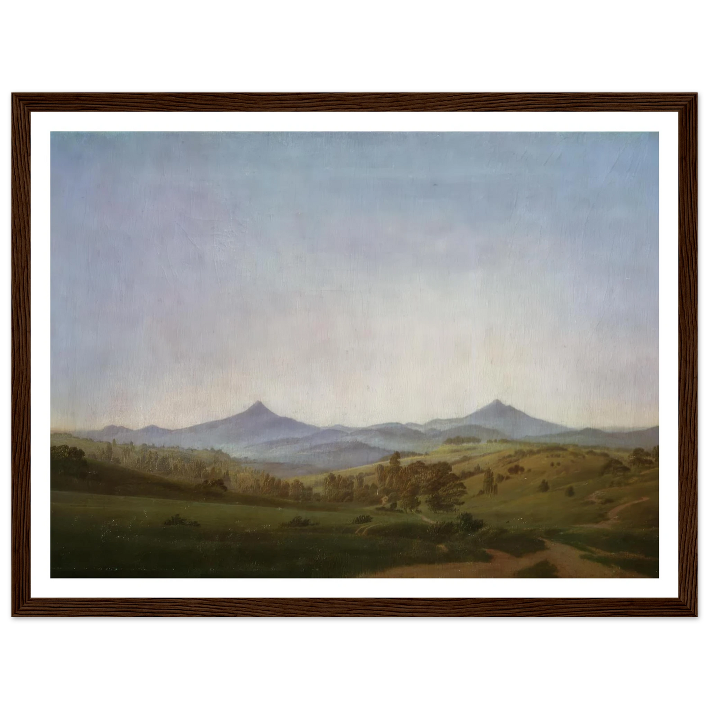 Bohemian Landscape with Mount Milleschauer (1809) Art Print | Caspar David Friedrich - Framed Poster - 30x40 cm / 12x16″ - Black frame