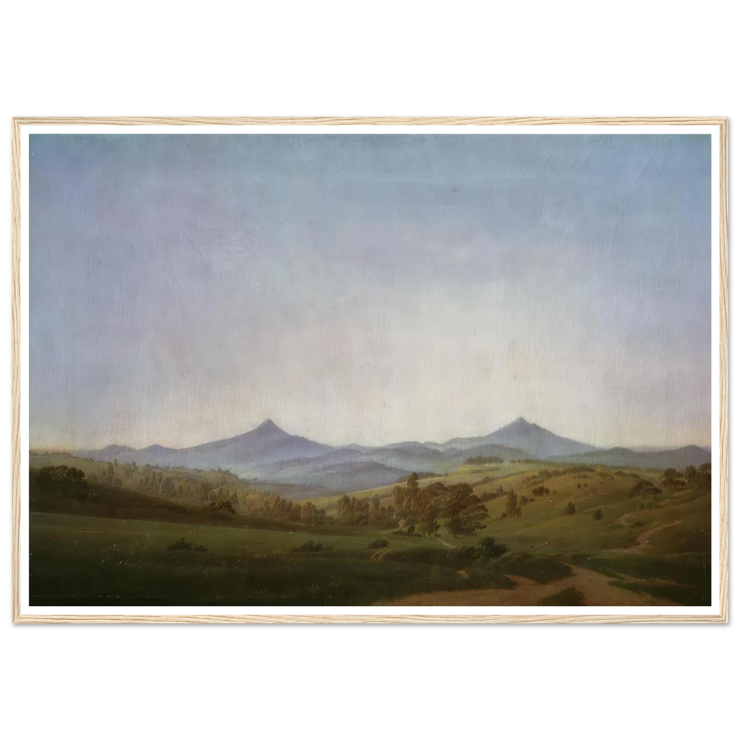Bohemian Landscape with Mount Milleschauer (1809) Art Print | Caspar David Friedrich - Framed Poster - 30x40 cm / 12x16″ - Black frame