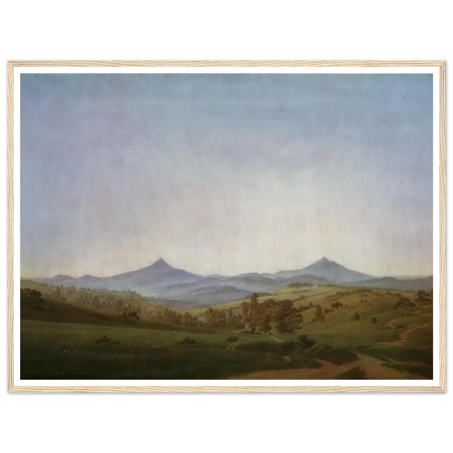 Bohemian Landscape with Mount Milleschauer (1809) Art Print | Caspar David Friedrich - Framed Poster - 30x40 cm / 12x16″ - Black frame