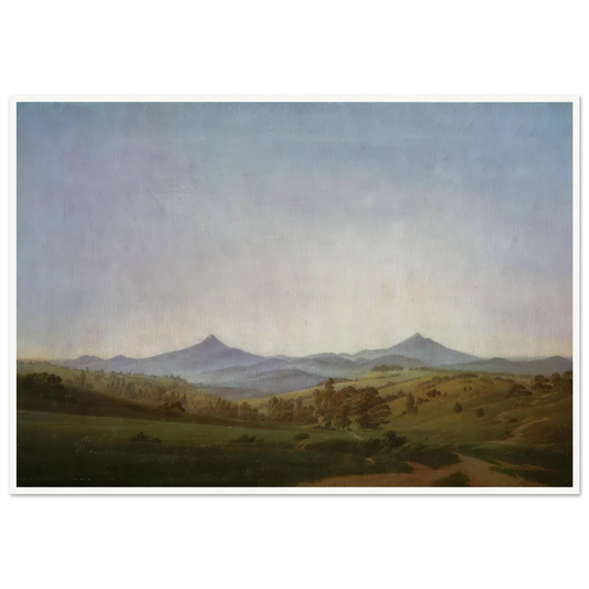 Bohemian Landscape with Mount Milleschauer (1809) Art Print | Caspar David Friedrich - Framed Poster - 30x40 cm / 12x16″ - Black frame