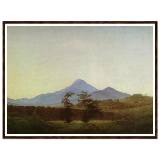 Bohmische Landschaft Gebirgslandschaft, Die zwei Baume (1811) Art Print | Caspar David Friedrich - Framed Poster - 30x40 cm / 12x16″ - Black frame