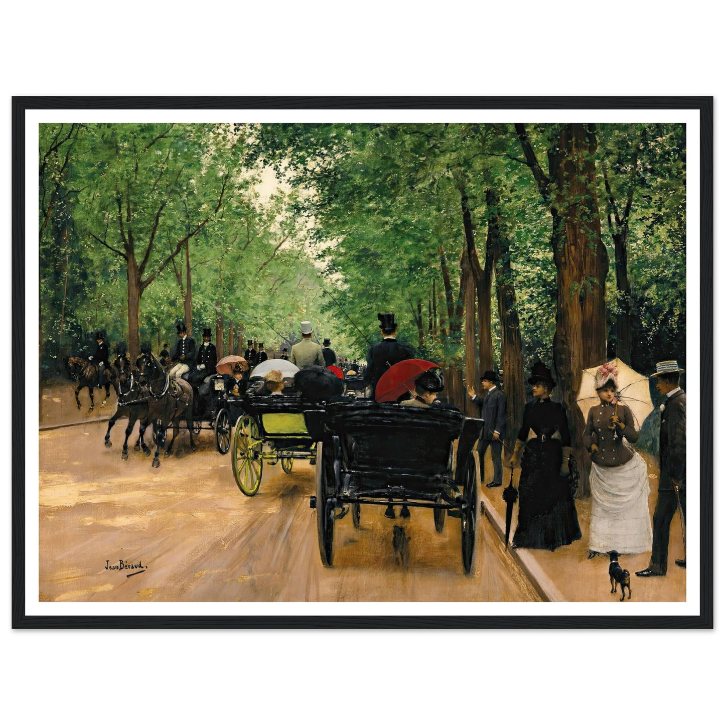 Bois De Boulogne Art Print | Jean Beraud - Framed Poster - 30x40 cm / 12x16″ - Black frame