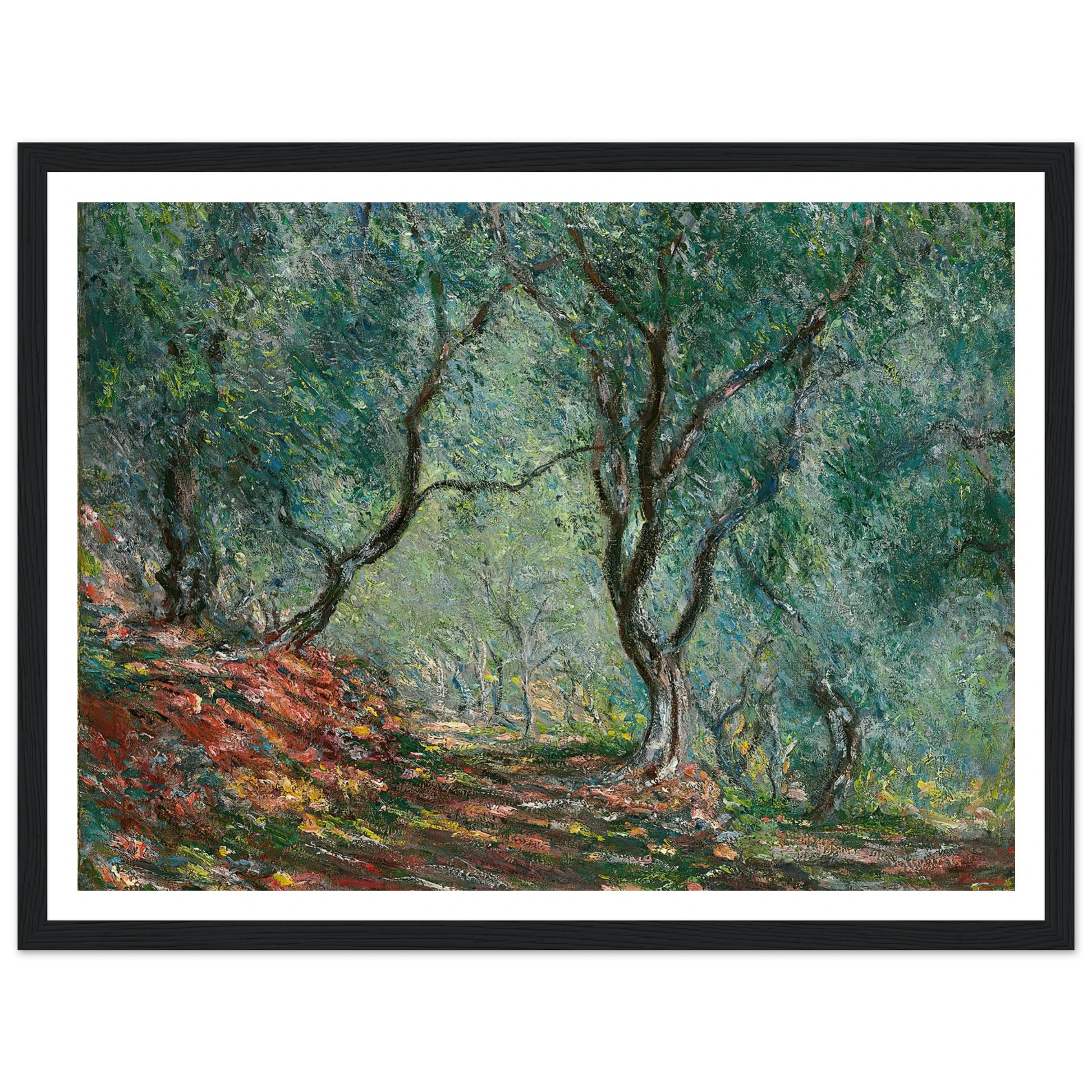 Bois d’oliviers au jardin Moreno (1884) Art Print | Claude Monet - Framed Poster - 30x40 cm / 12x16″ - Black frame