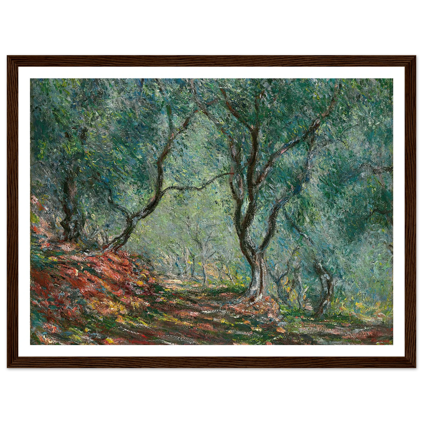 Bois d’oliviers au jardin Moreno (1884) Art Print | Claude Monet - Framed Poster - 30x40 cm / 12x16″ - Black frame