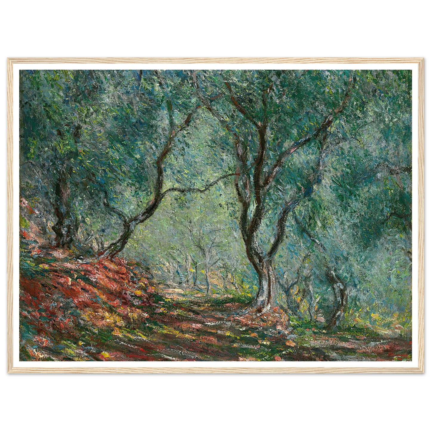Bois d’oliviers au jardin Moreno (1884) Art Print | Claude Monet - Framed Poster - 30x40 cm / 12x16″ - Black frame