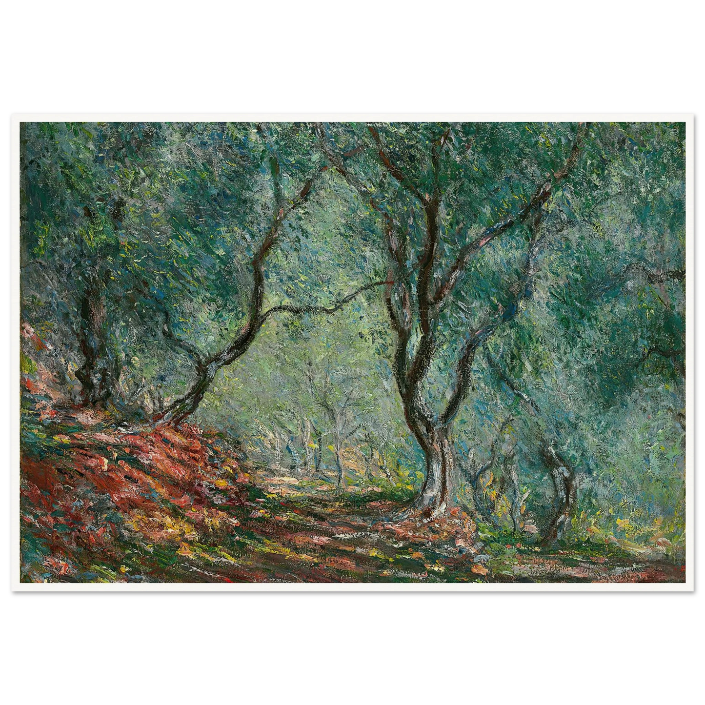Bois d’oliviers au jardin Moreno (1884) Art Print | Claude Monet - Framed Poster - 30x40 cm / 12x16″ - Black frame
