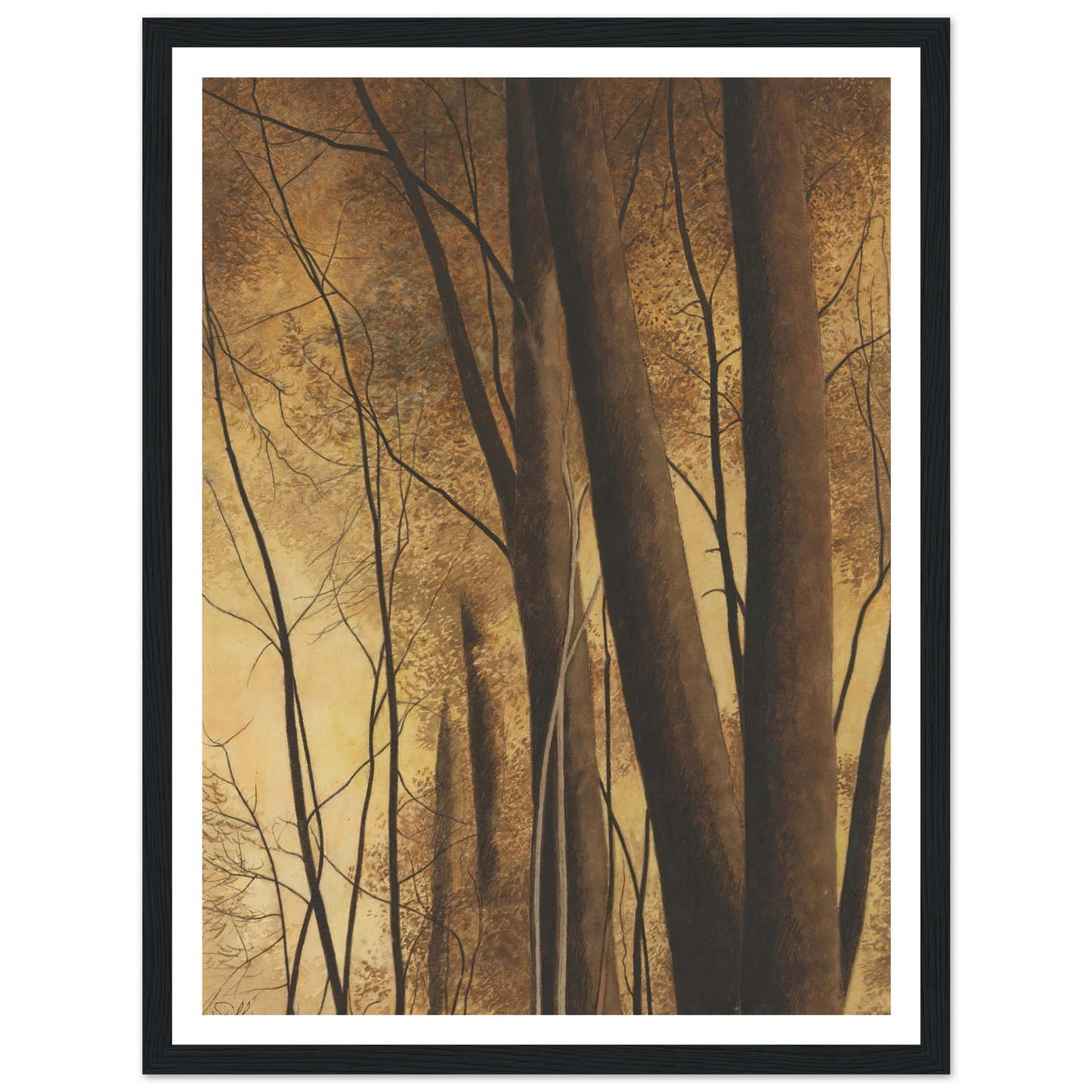 Bomen (1940) Art Print | Leon Spilliaert - Framed Poster - 30x40 cm / 12x16″ - Black frame