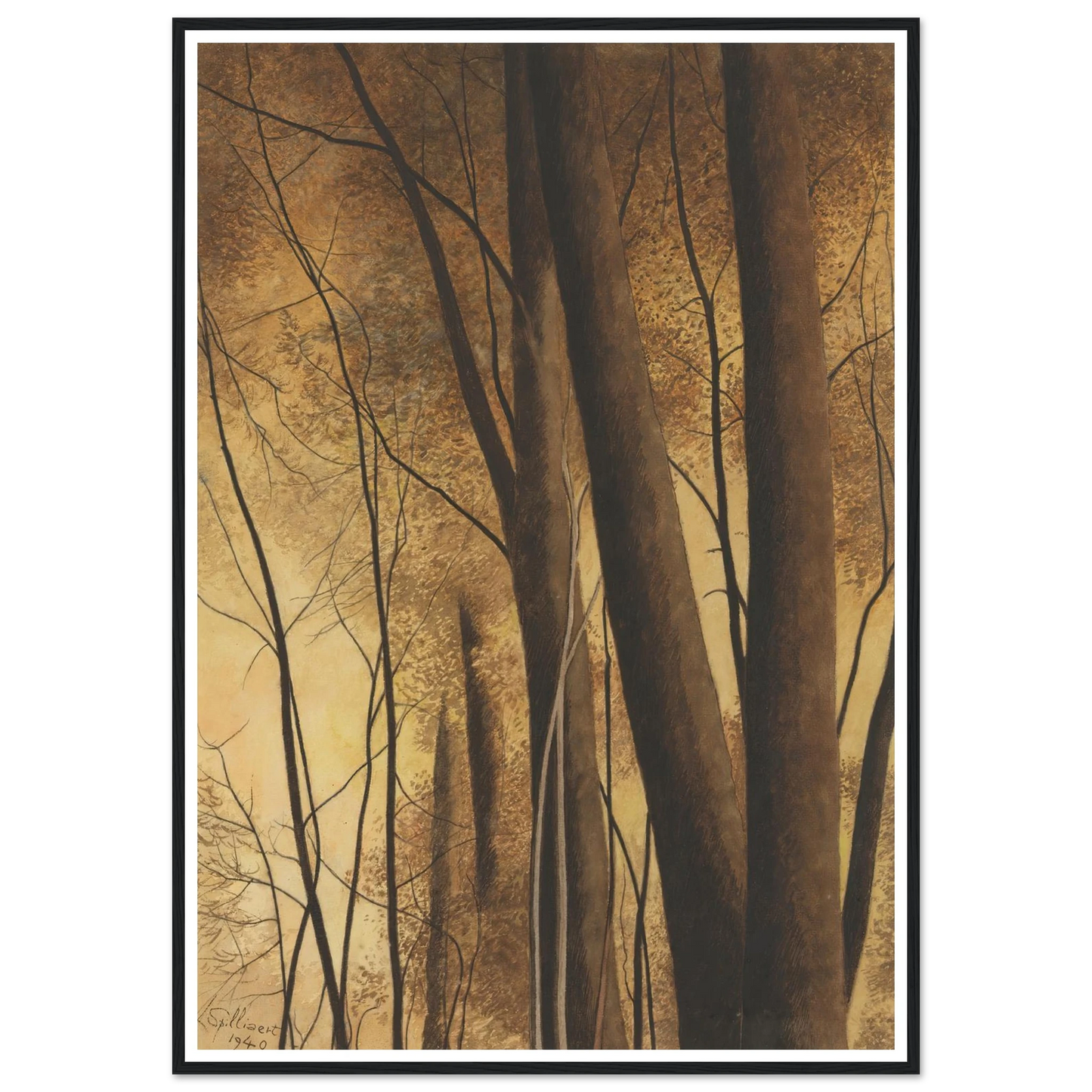 Bomen (1940) Art Print | Leon Spilliaert - Framed Poster - 30x40 cm / 12x16″ - Black frame
