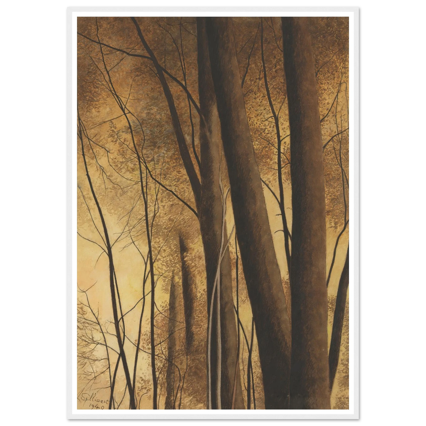 Bomen (1940) Art Print | Leon Spilliaert - Framed Poster - 30x40 cm / 12x16″ - Black frame