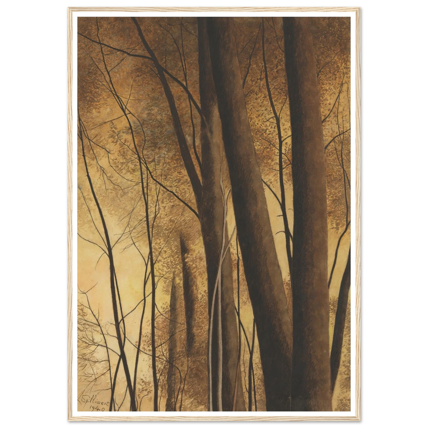 Bomen (1940) Art Print | Leon Spilliaert - Framed Poster - 30x40 cm / 12x16″ - Black frame