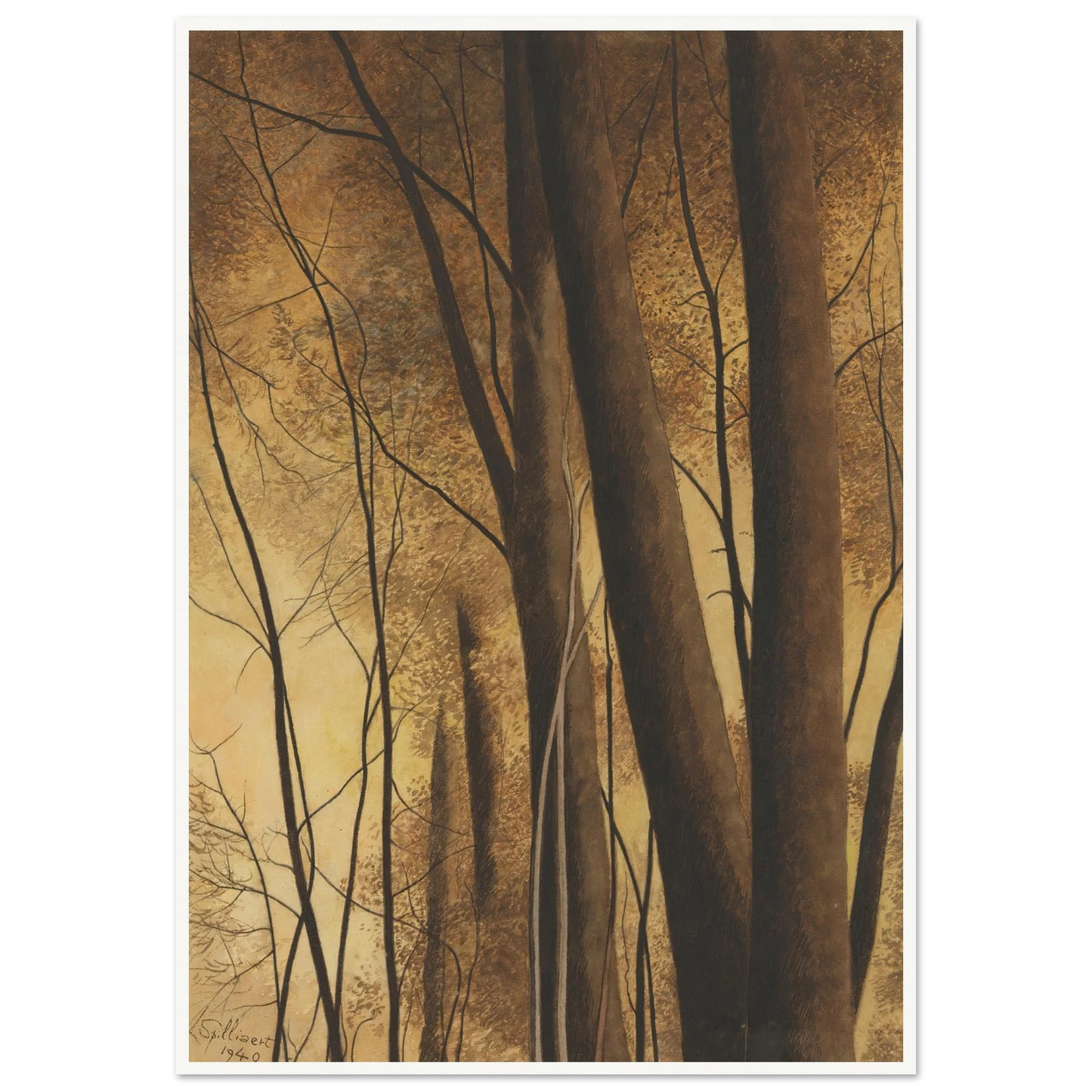 Bomen (1940) Art Print | Leon Spilliaert - Framed Poster - 30x40 cm / 12x16″ - Black frame