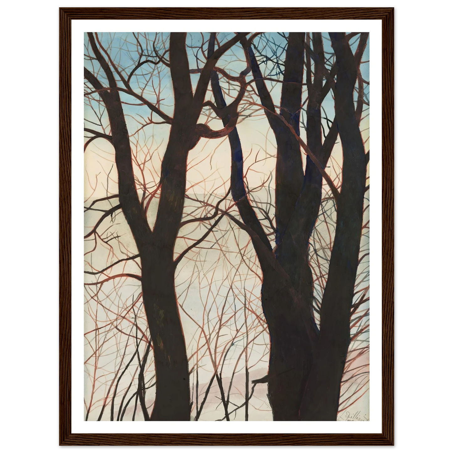Bomen in de sneeuw (1929) Art Print | Leon Spilliaert - Framed Poster - 30x40 cm / 12x16″ - Black frame