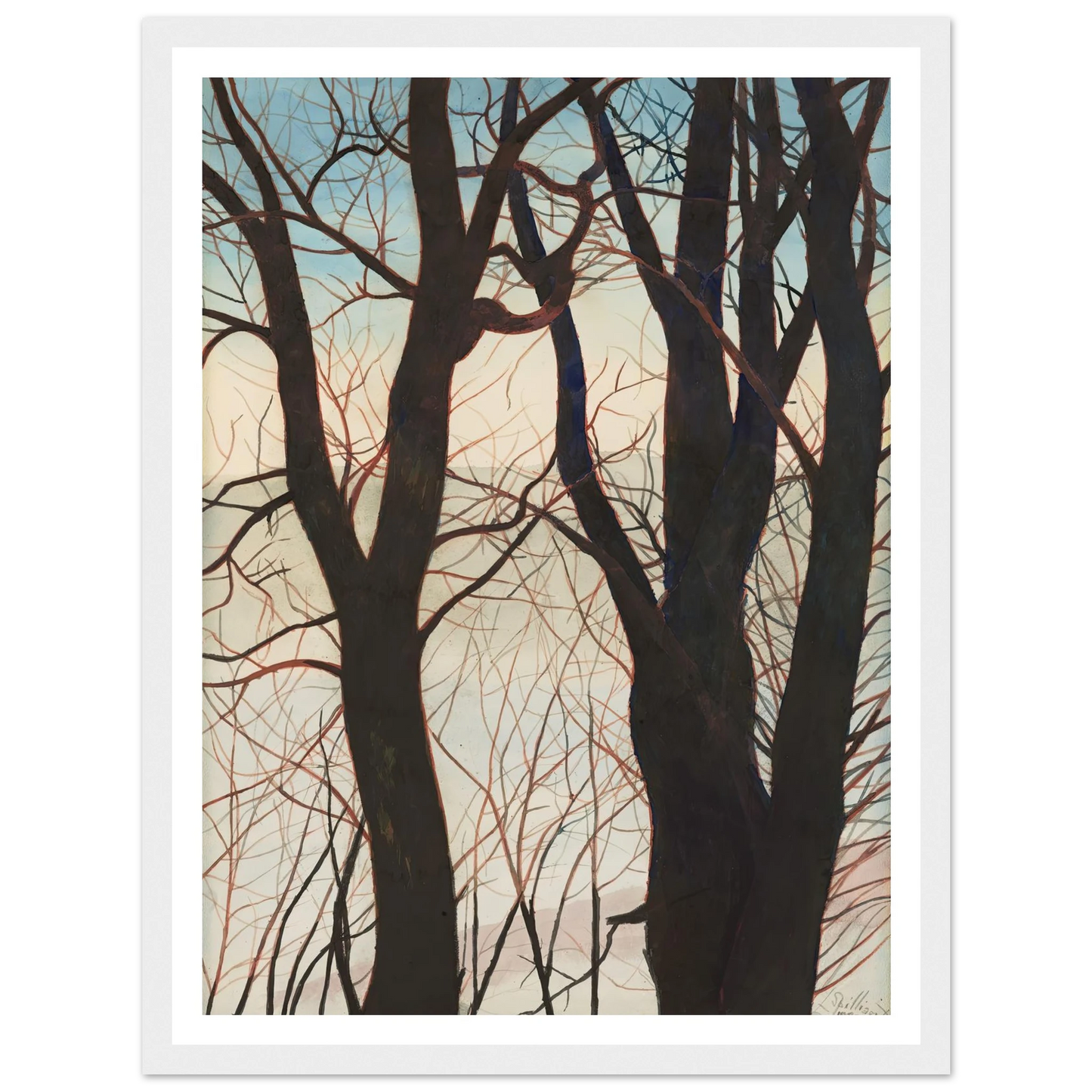 Bomen in de sneeuw (1929) Art Print | Leon Spilliaert - Framed Poster - 30x40 cm / 12x16″ - Black frame