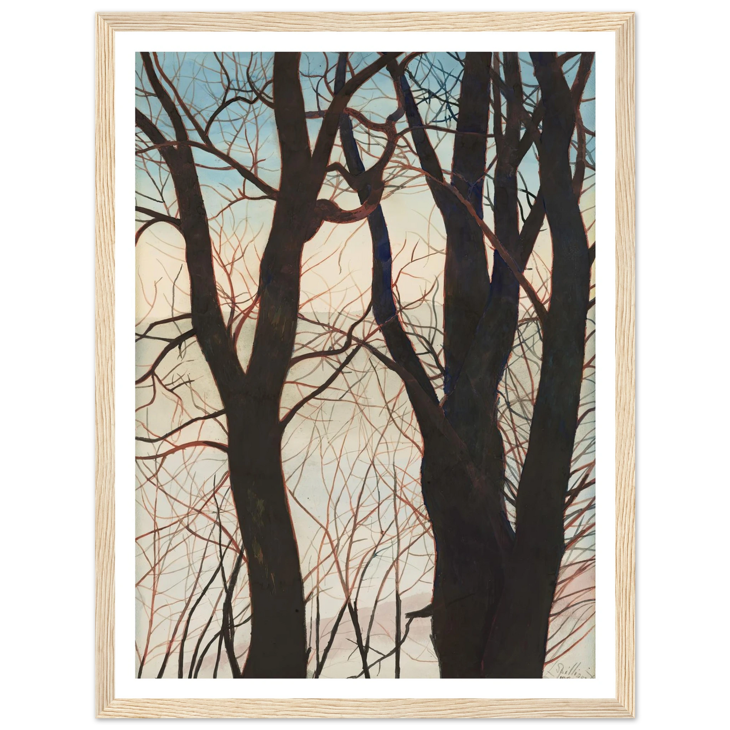 Bomen in de sneeuw (1929) Art Print | Leon Spilliaert - Framed Poster - 30x40 cm / 12x16″ - Black frame