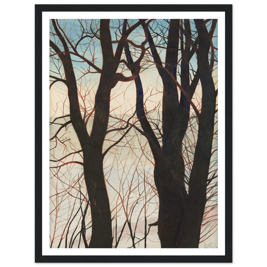 Bomen in de sneeuw (1929) Art Print | Leon Spilliaert - Framed Poster - 30x40 cm / 12x16″ - Black frame