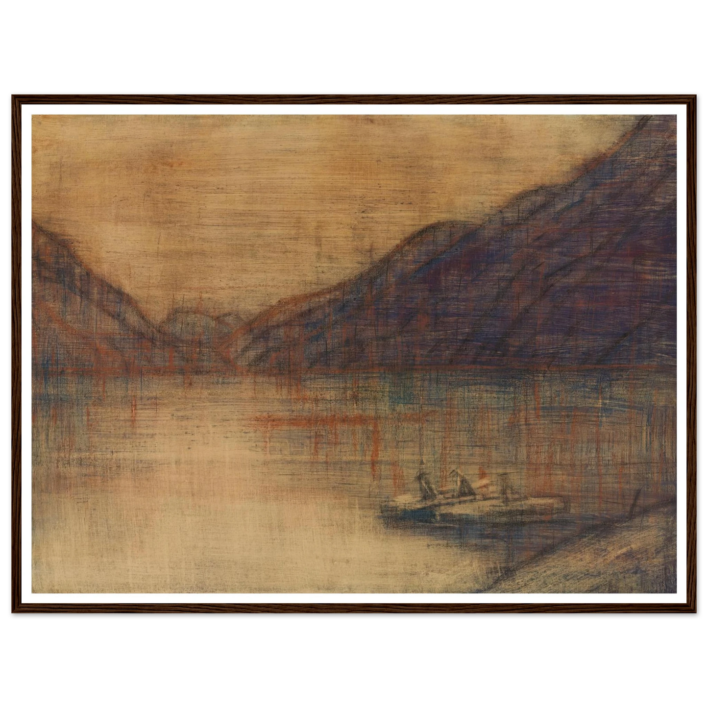 Boot auf dem Lago Maggiore (1934) Art Print | Christian Rohlfs - Framed Poster - 30x40 cm / 12x16″ - Black frame