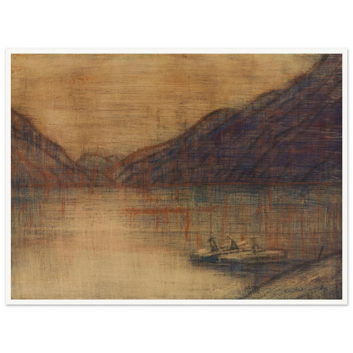 Boot auf dem Lago Maggiore (1934) Art Print | Christian Rohlfs - Framed Poster - 30x40 cm / 12x16″ - Black frame