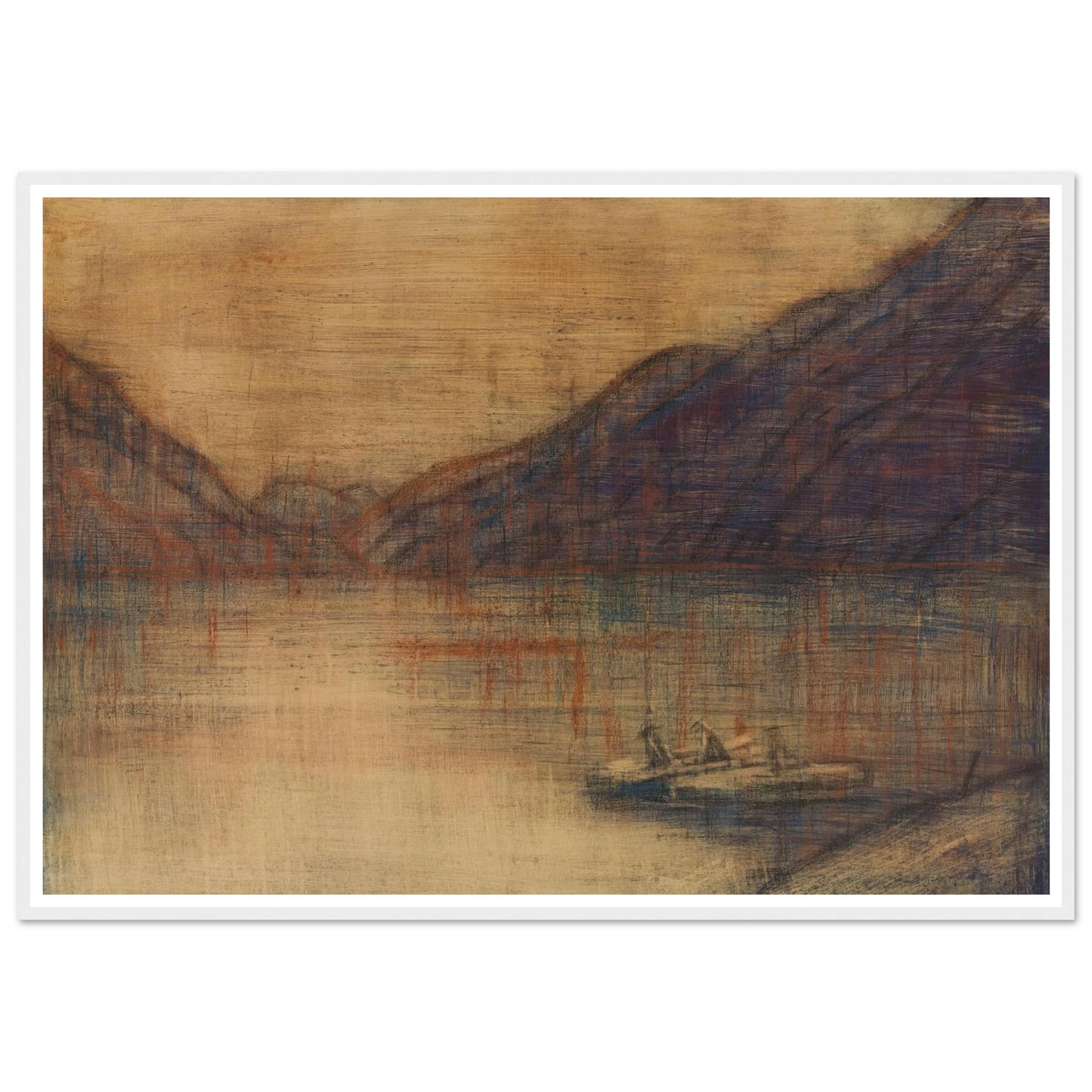 Boot auf dem Lago Maggiore (1934) Art Print | Christian Rohlfs - Framed Poster - 30x40 cm / 12x16″ - Black frame